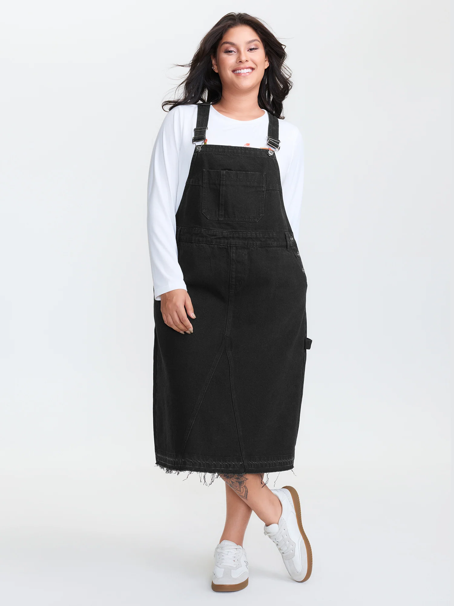 Cotton Overall Adjustable Straps Denim Dress - Image 2