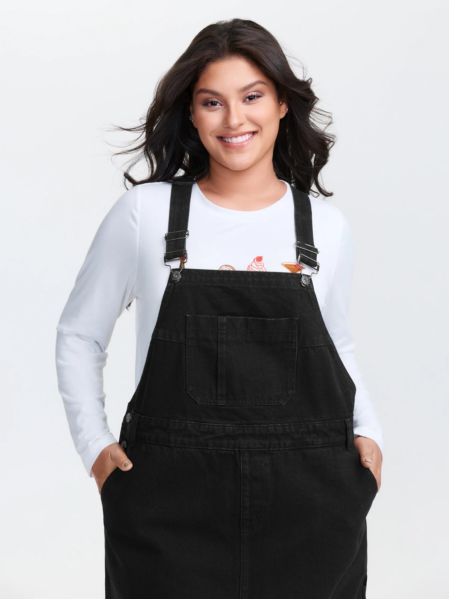 Cotton Overall Adjustable Straps Denim Dress - Image 3