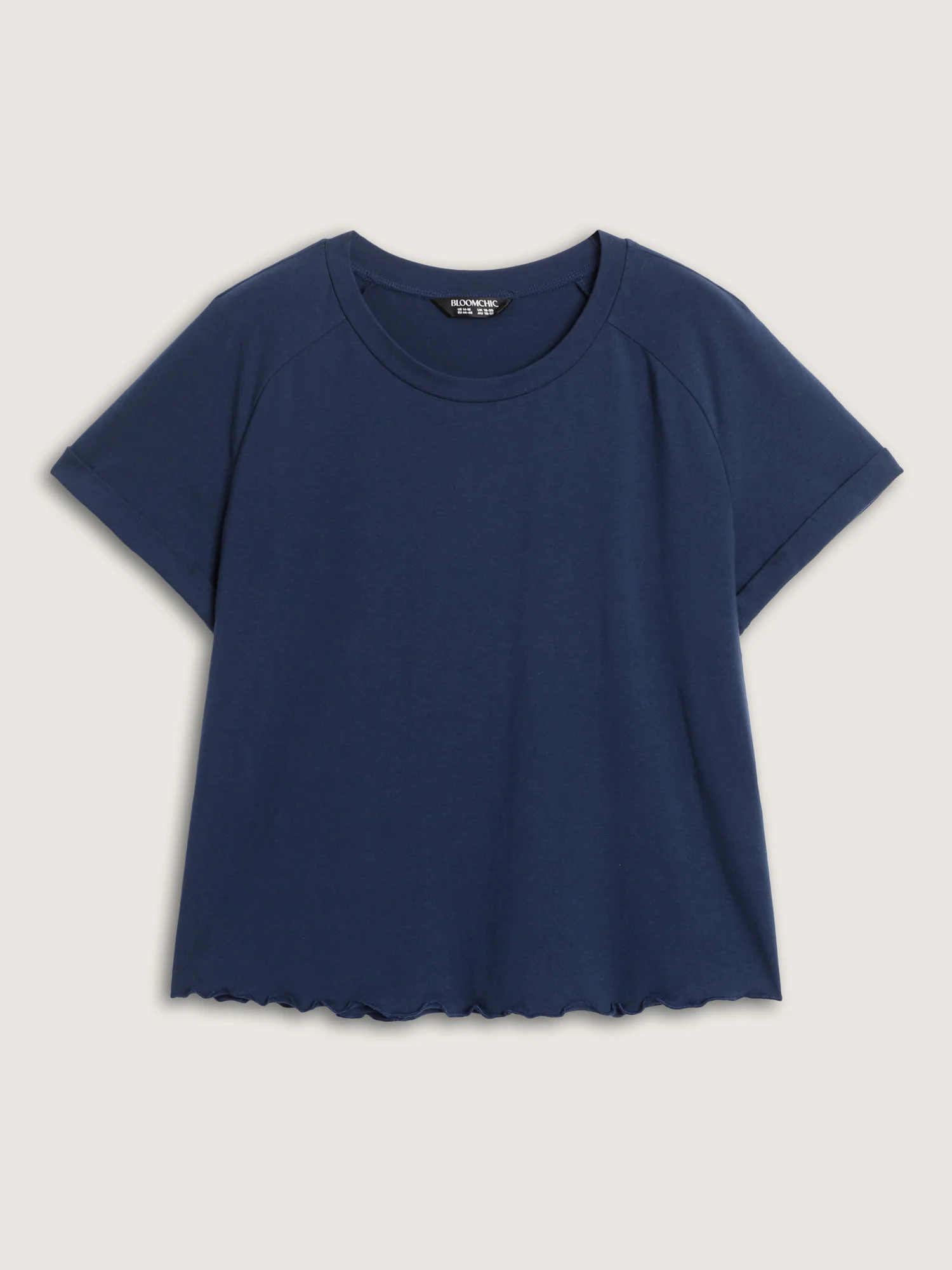 Cotton Plain Round Neck Fitted T-Shirt - Image 7