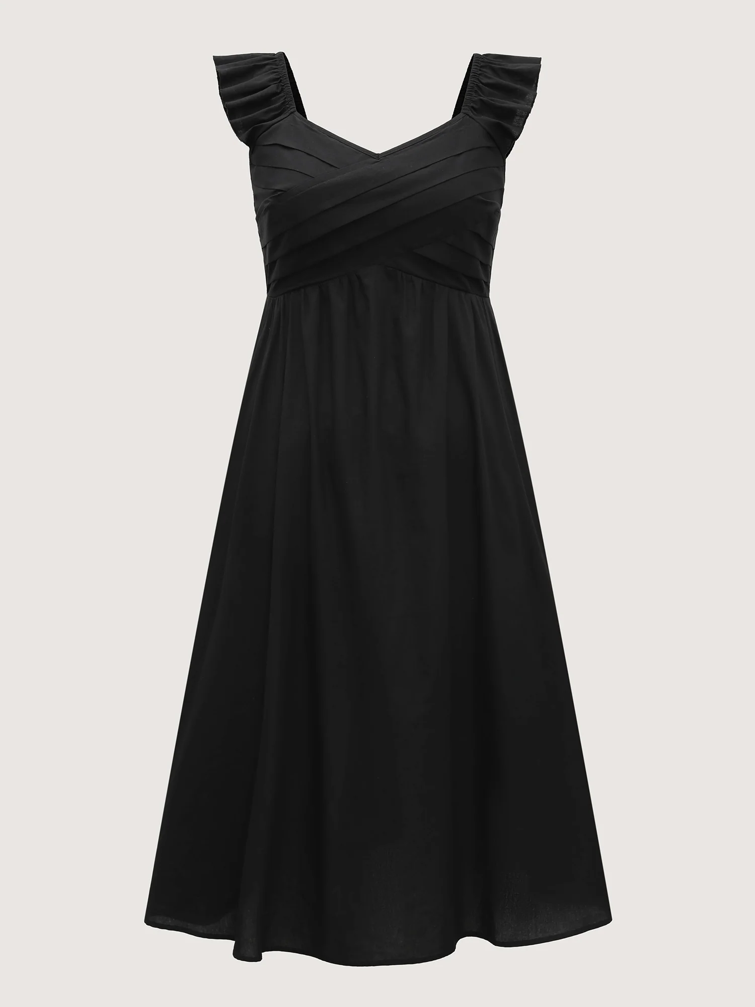 Cotton Pleated Overlap Pockets Maxi Dress - Image 7