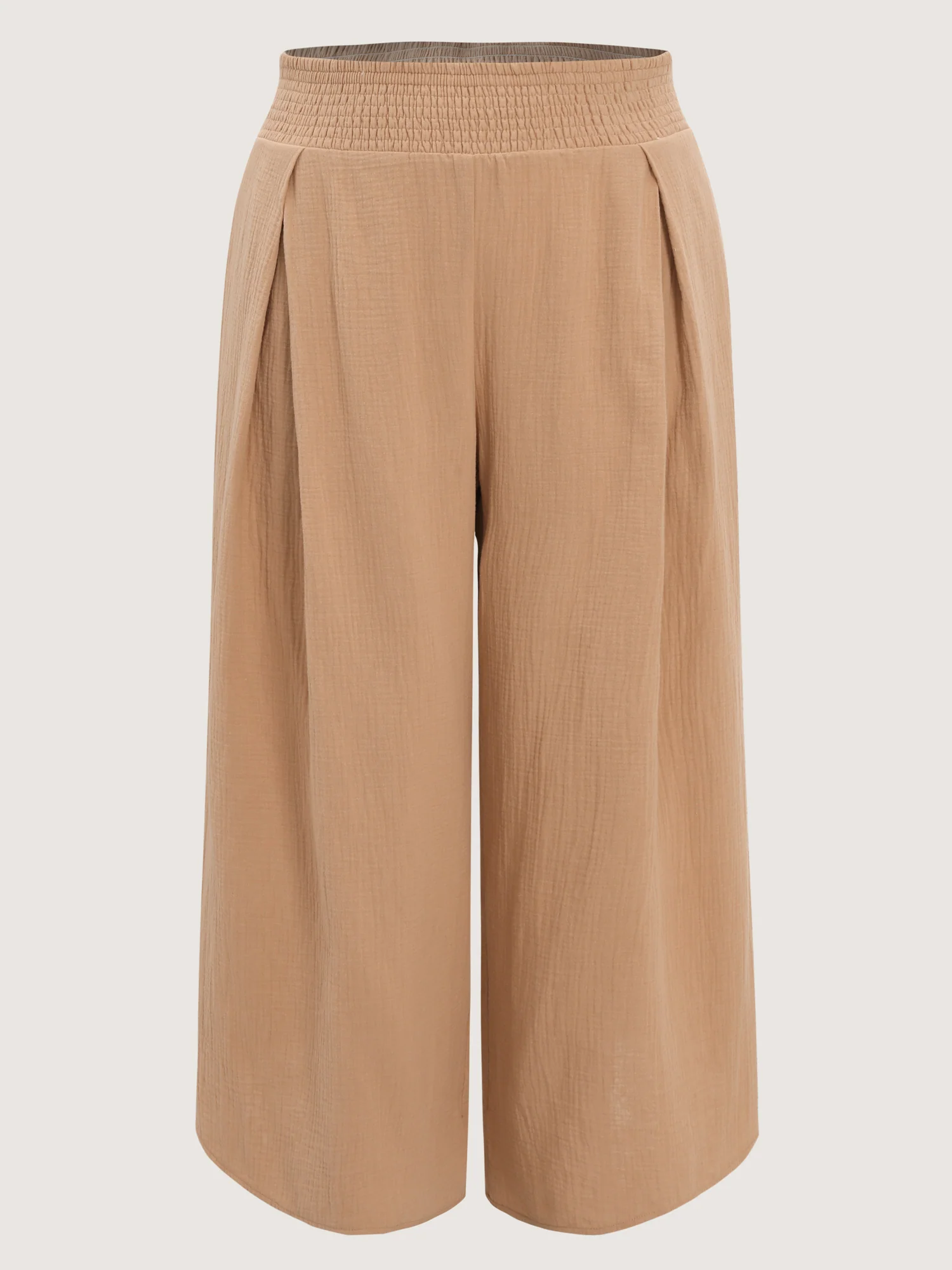 Cotton Pleated Shirred Waist Pants - Image 8