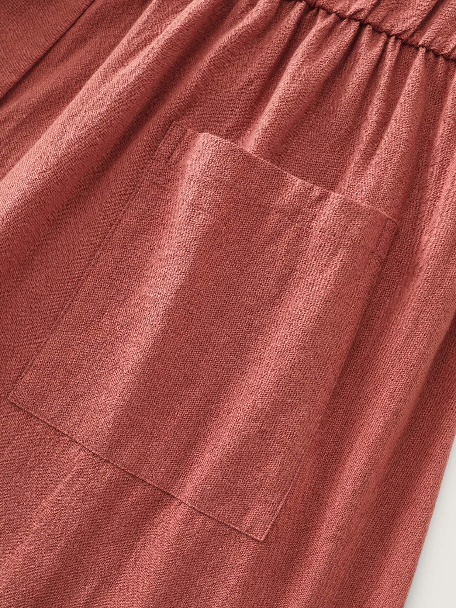 Cotton Pockets Button Detail Midi Dress - Image 7