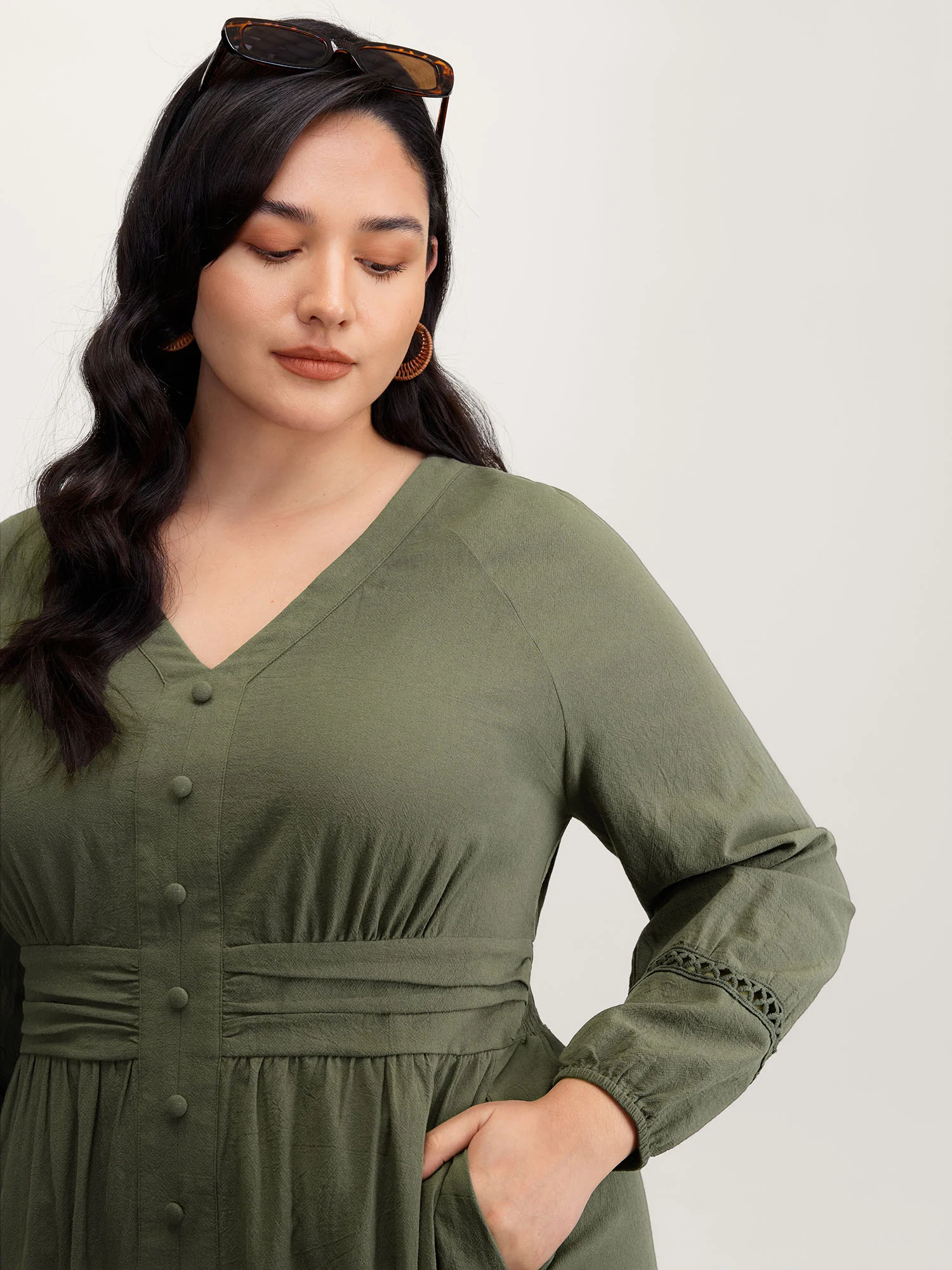 Cotton Pockets Shirred Waist Tiered Maxi Dress - Image 2