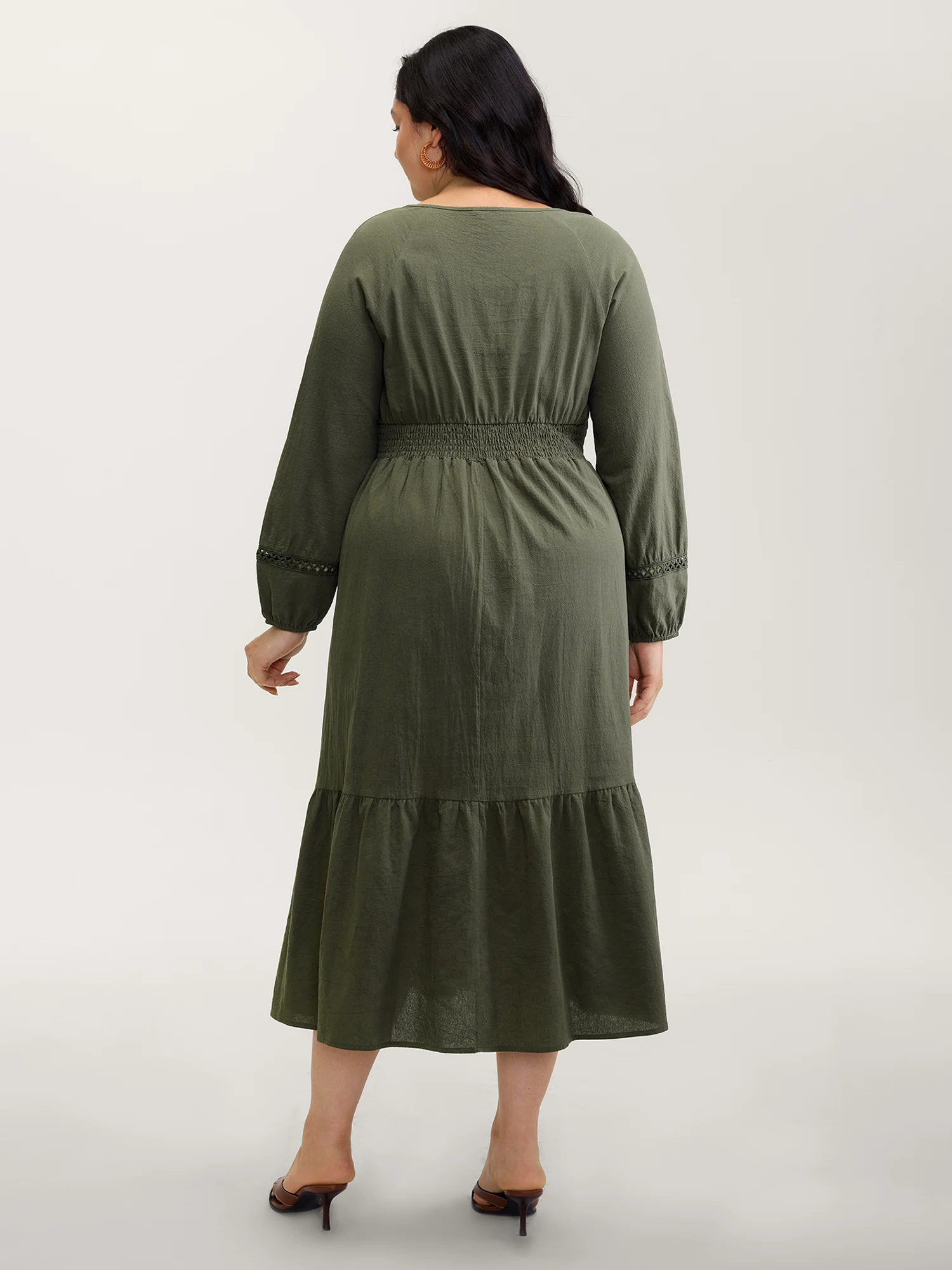 Cotton Pockets Shirred Waist Tiered Maxi Dress - Image 4