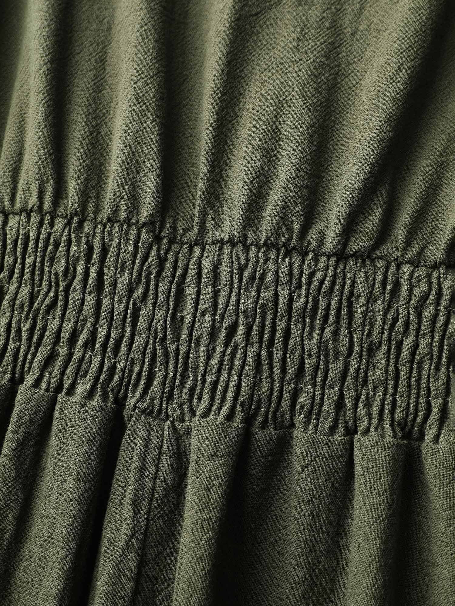 Cotton Pockets Shirred Waist Tiered Maxi Dress - Image 5