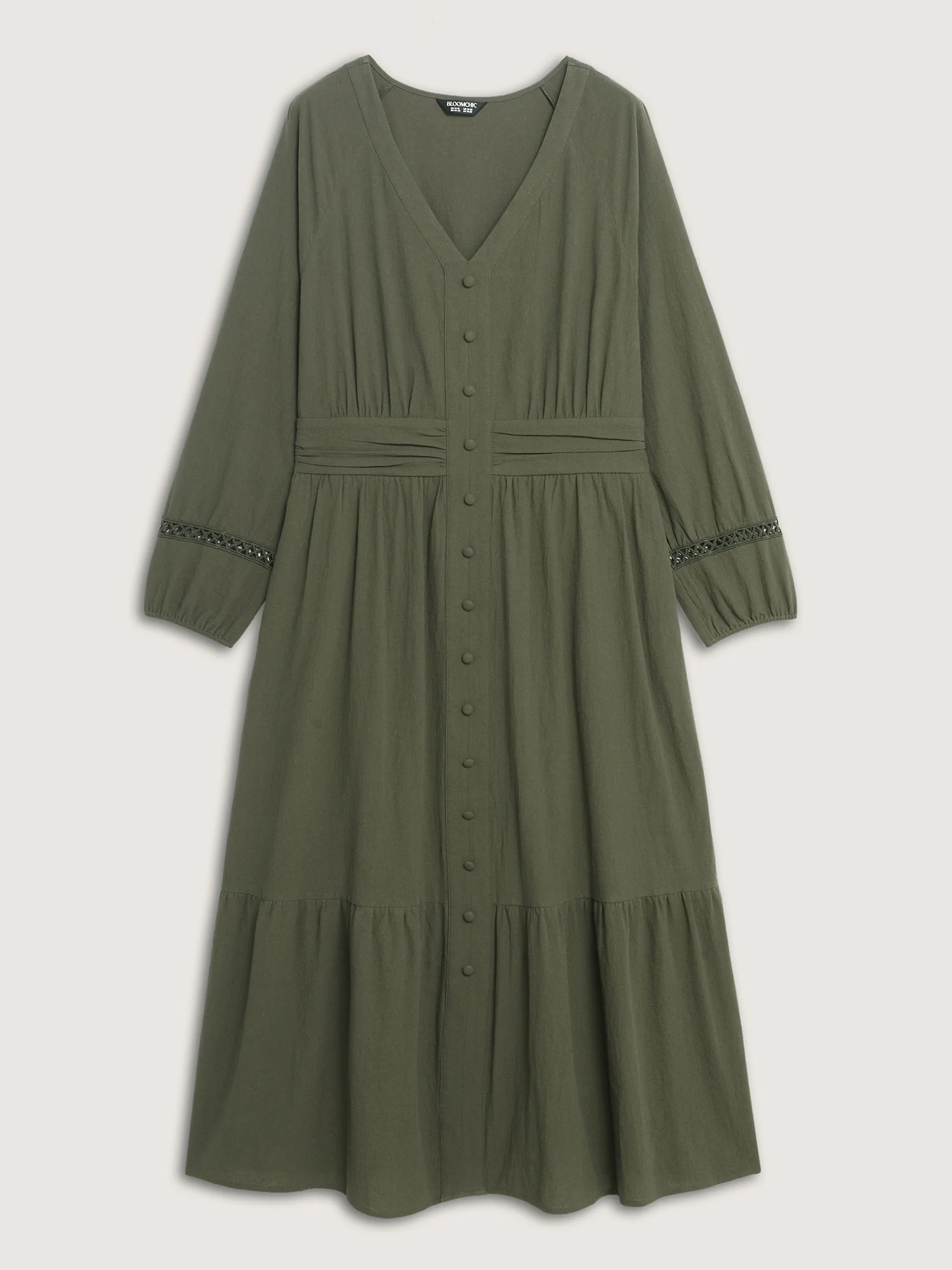 Cotton Pockets Shirred Waist Tiered Maxi Dress - Image 7
