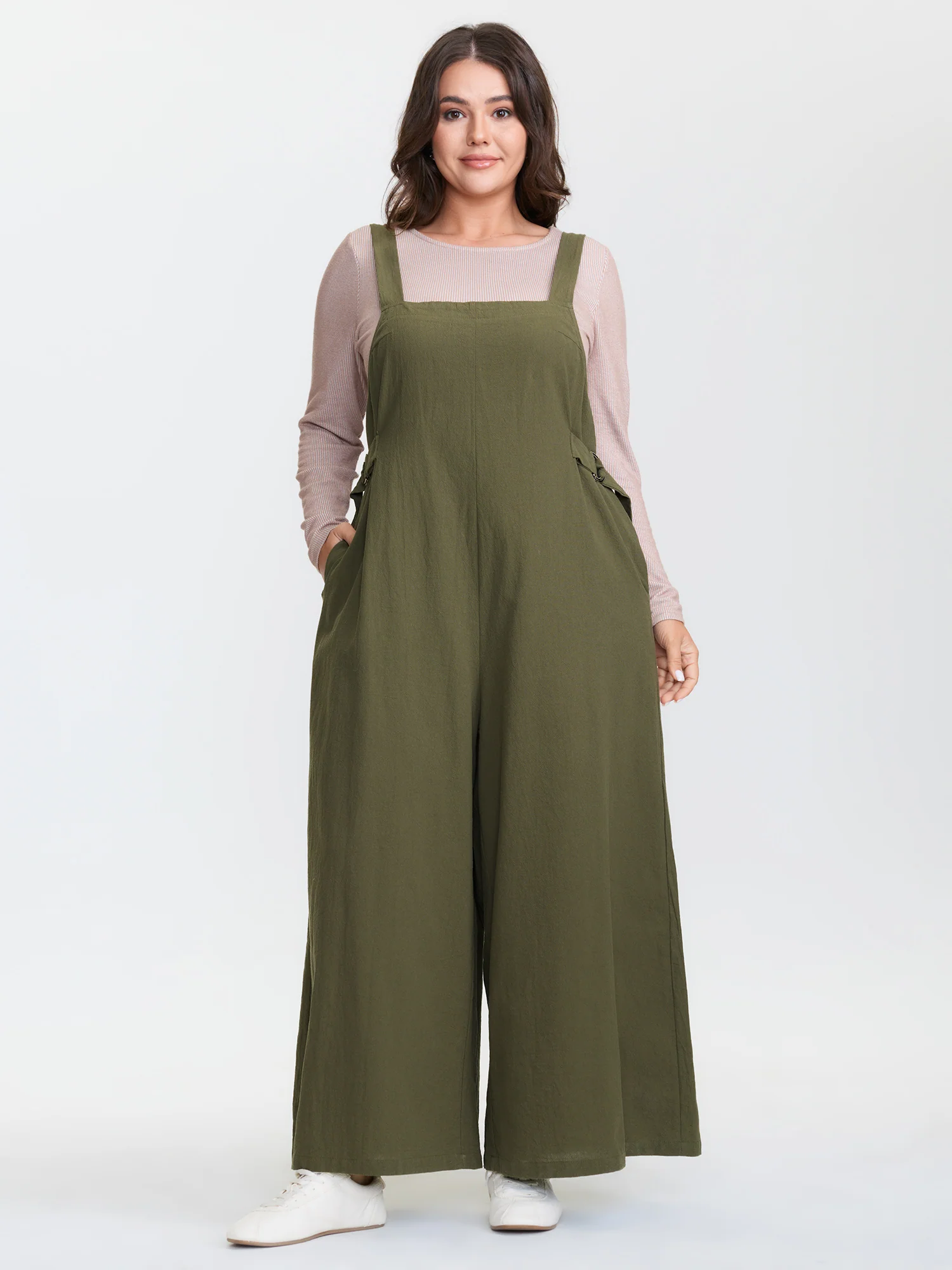Cotton Pockets Wide Leg Jumpsuit - Image 4
