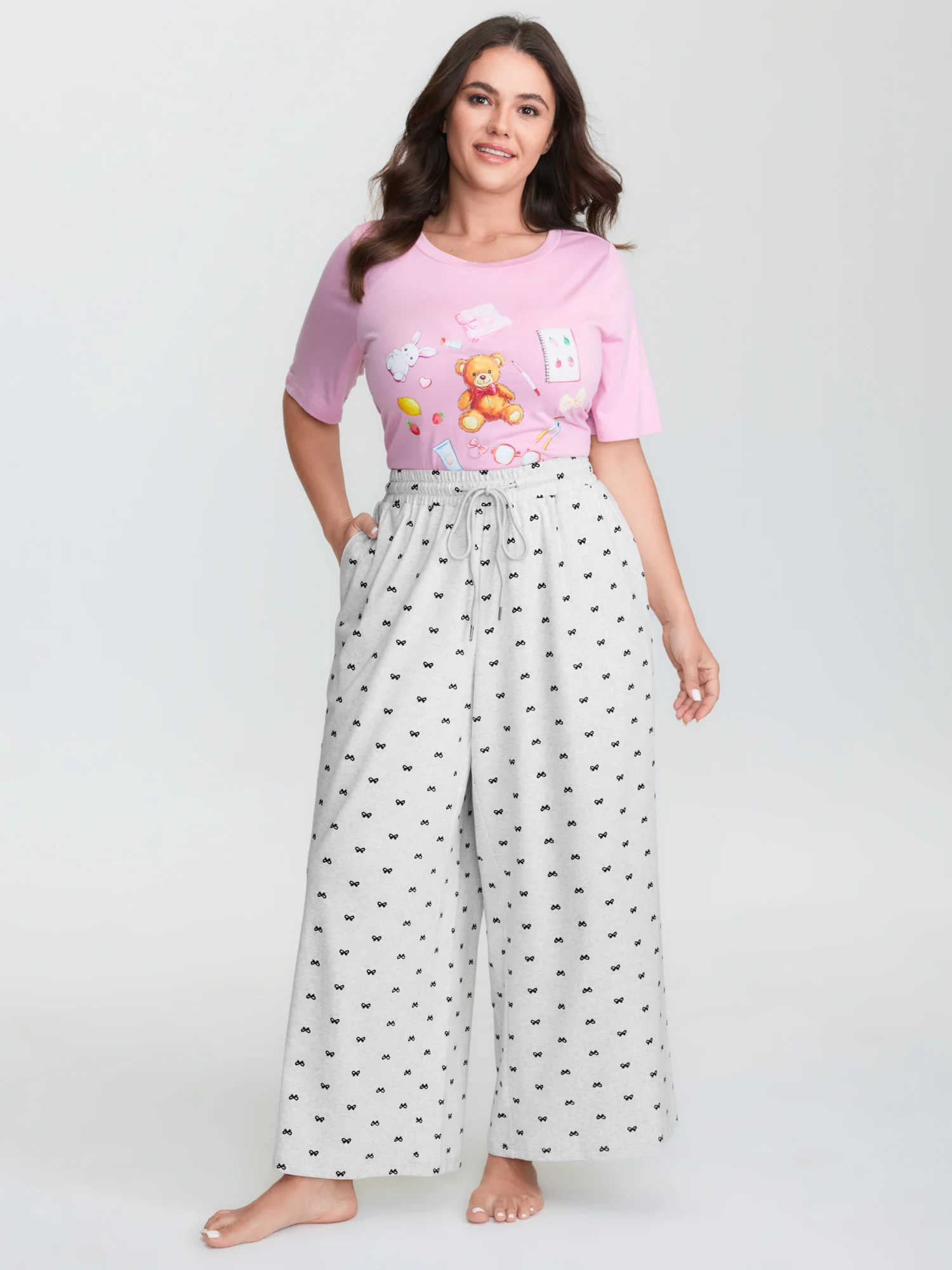 Cotton Polka Dots Heather Drawstring Lounge Pants - Image 2