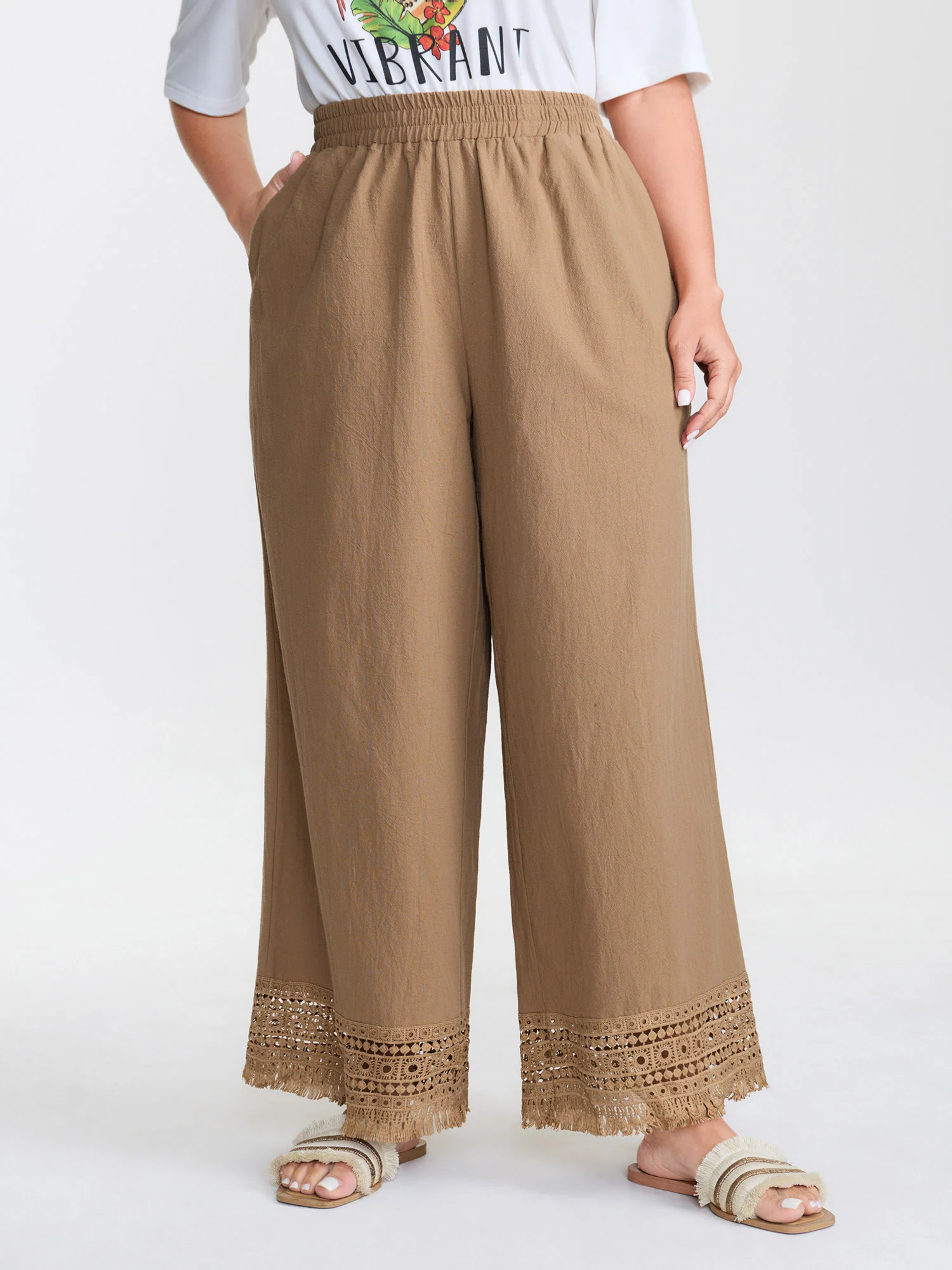 Cotton Pull-On Straight Leg Pants - Image 2