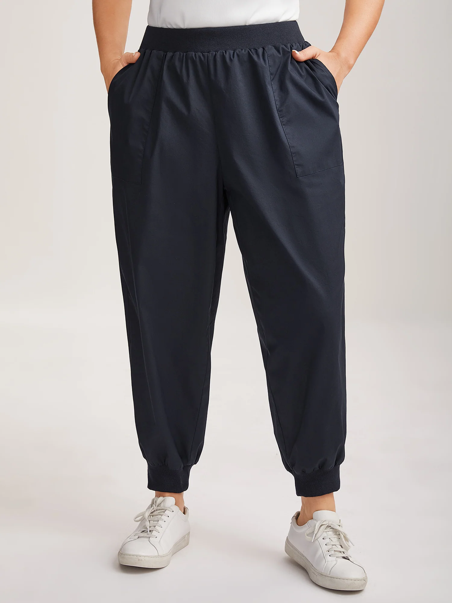 Cotton Pull-On Waist Solid Jogger Pants - Image 2