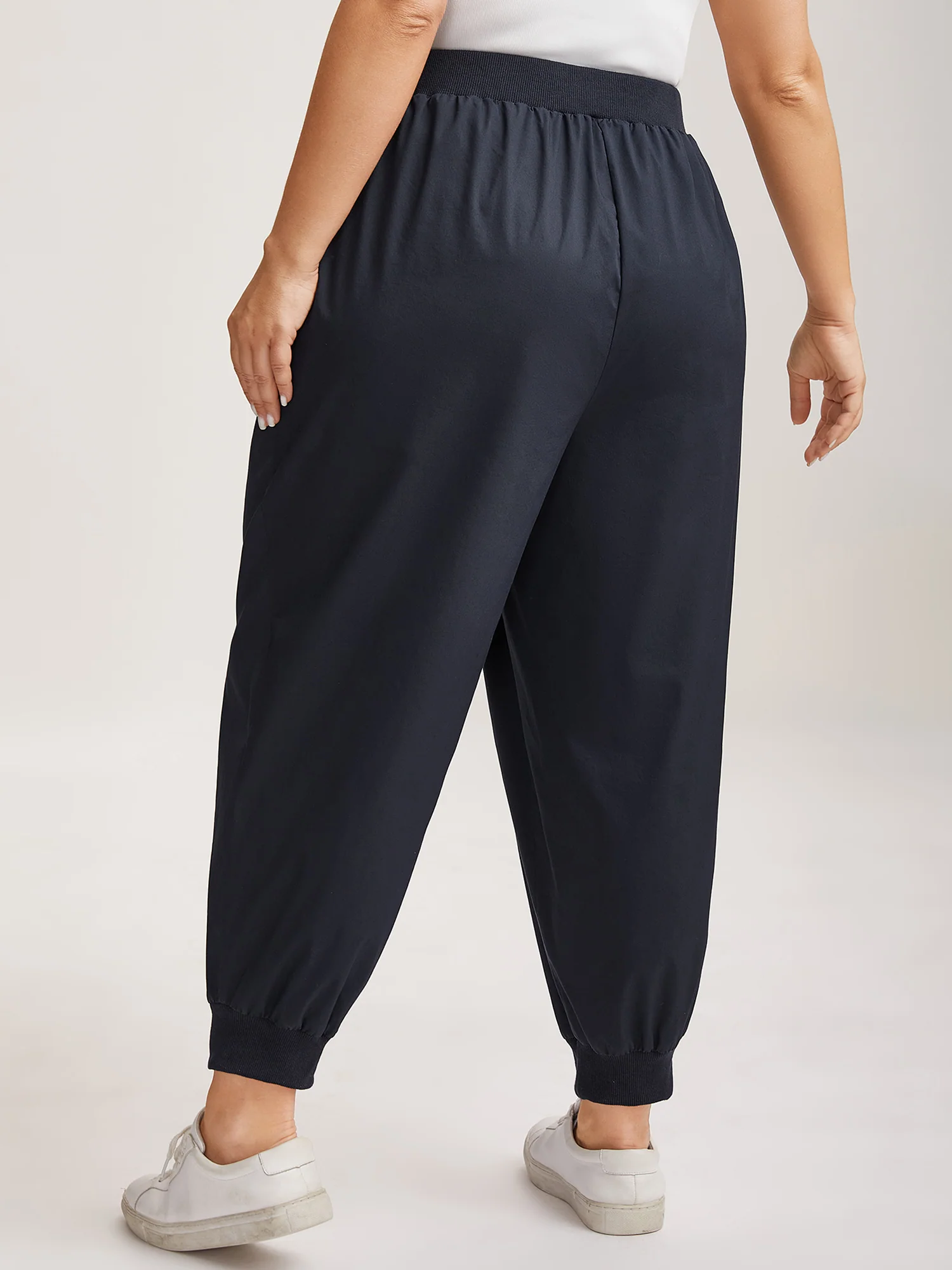 Cotton Pull-On Waist Solid Jogger Pants - Image 4
