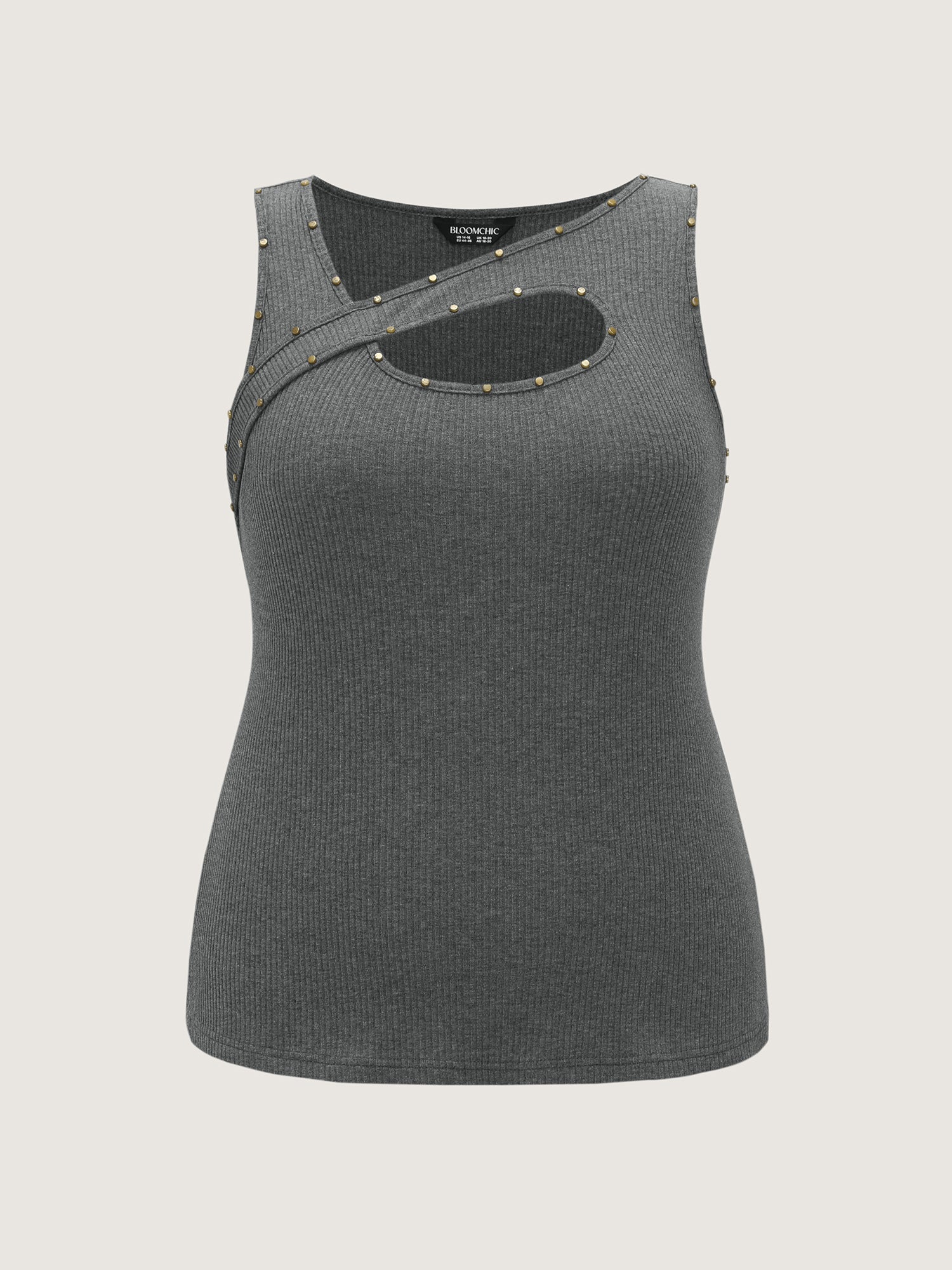 Cotton Ribbed Asymmetric Neckline Tank Top - Image 6
