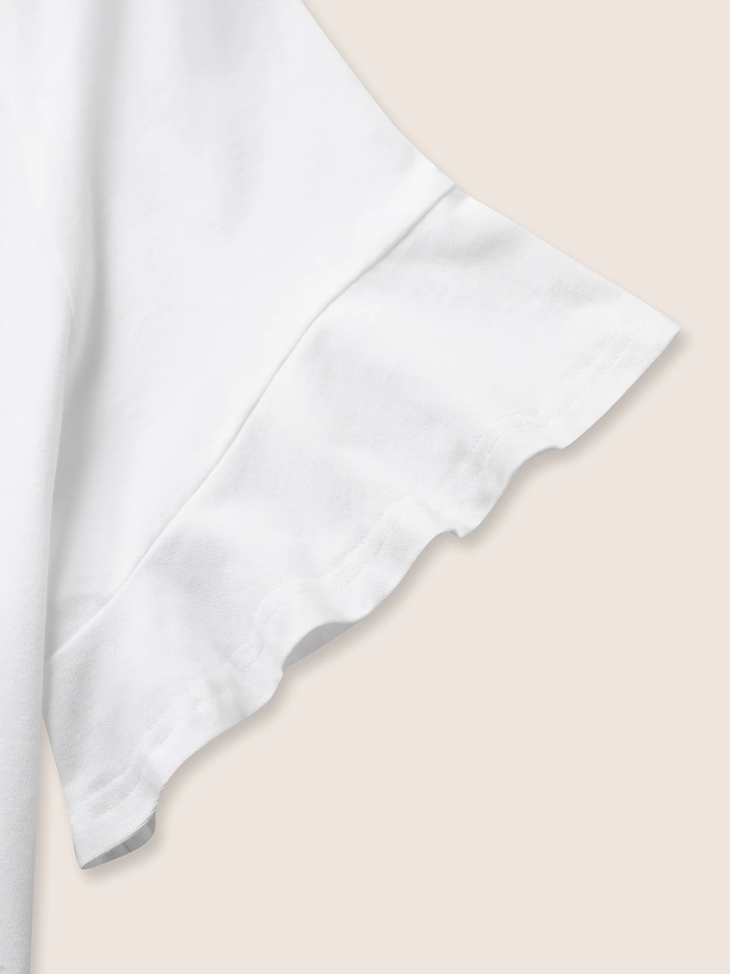 Cotton Round Neck Plain Patchwork Ruffles T-shirt - Image 5