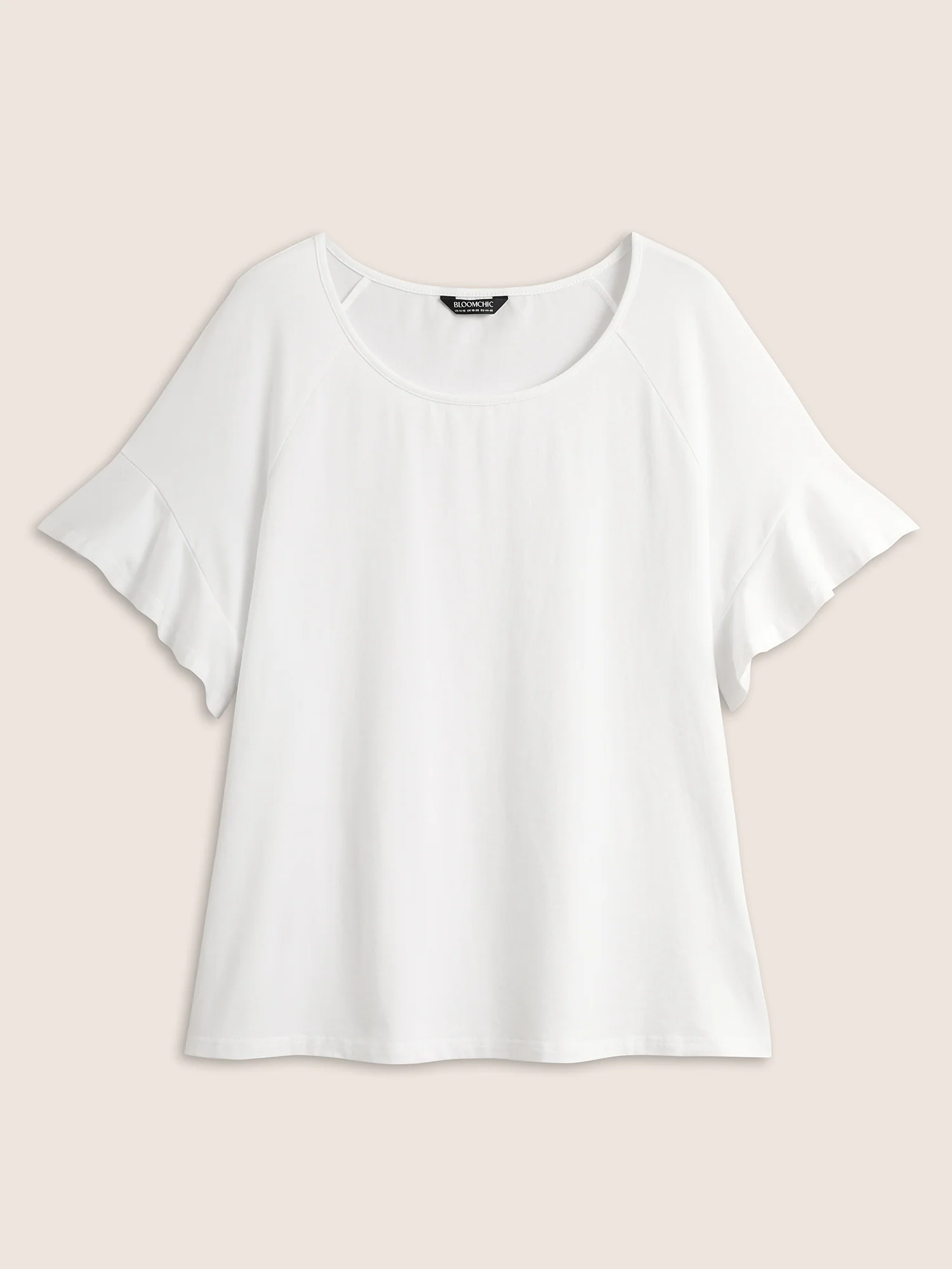 Cotton Round Neck Plain Patchwork Ruffles T-shirt - Image 6
