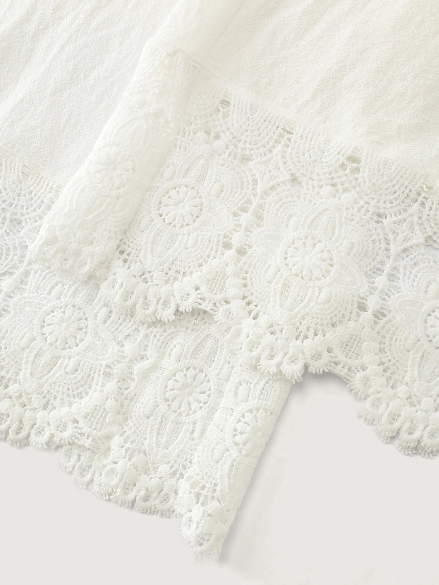Cotton Scalloped Lace Hem Flared Pants - Image 8
