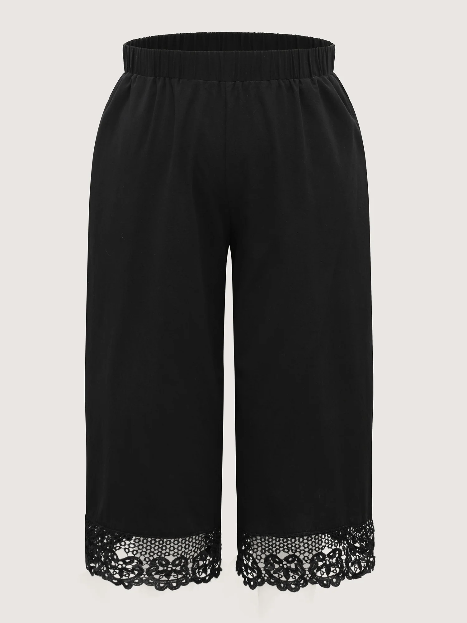 Cotton Scalloped Lace Hem Wide-Leg Pants - Image 7