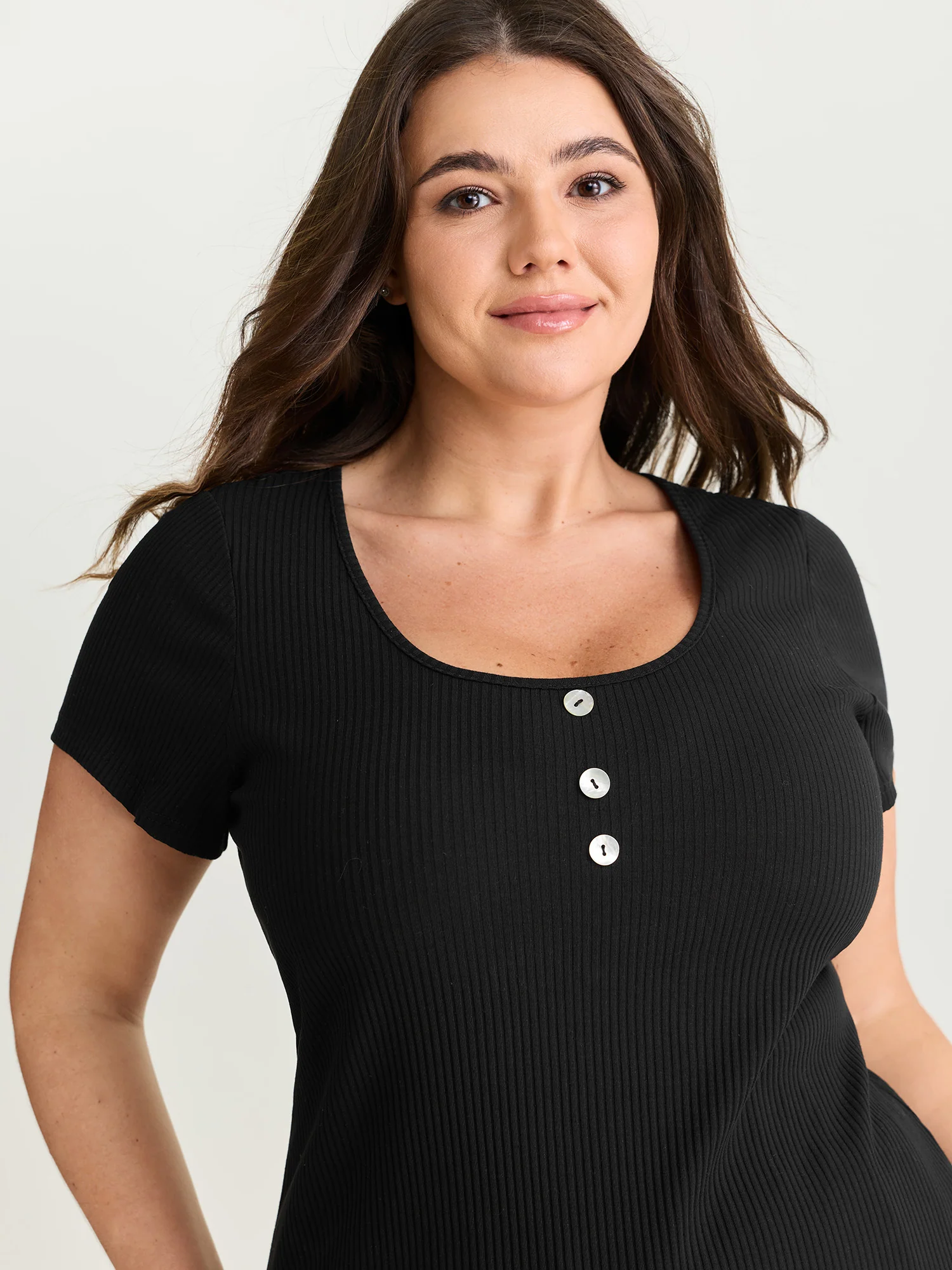 Cotton Scoop Neck Curvy-Fit T-Shirt - Image 2
