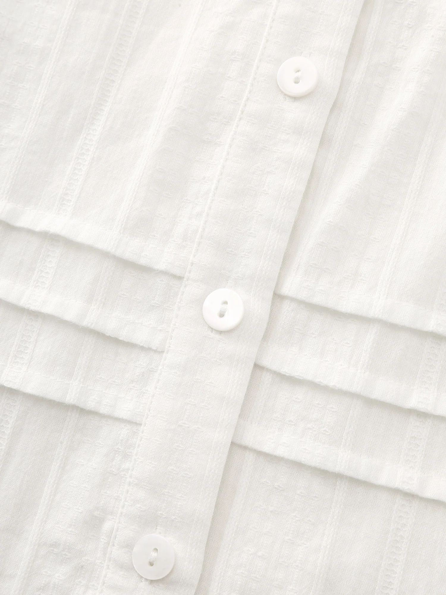 Cotton Sheer V Neck Button Down Shirt - Image 6