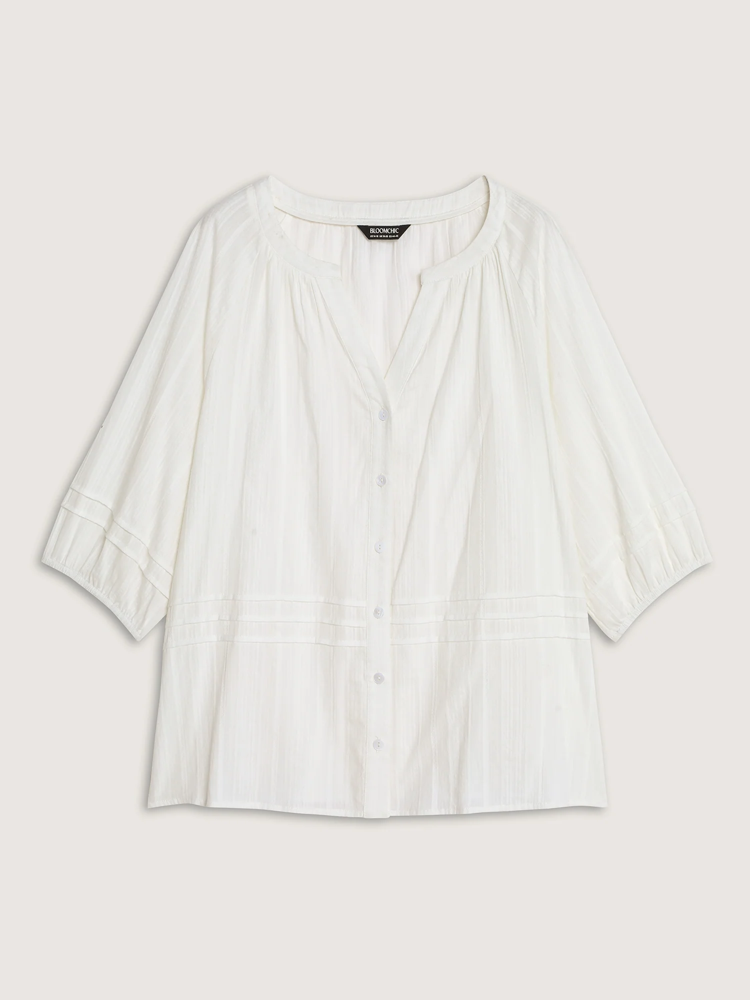 Cotton Sheer V Neck Button Down Shirt - Image 7