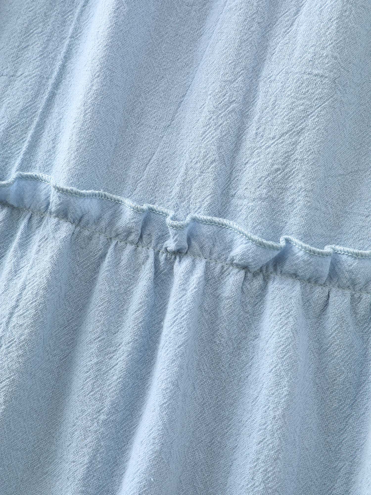 Cotton Shirred Bodice Ruffled Straps Plain Maxi Dress - Image 7