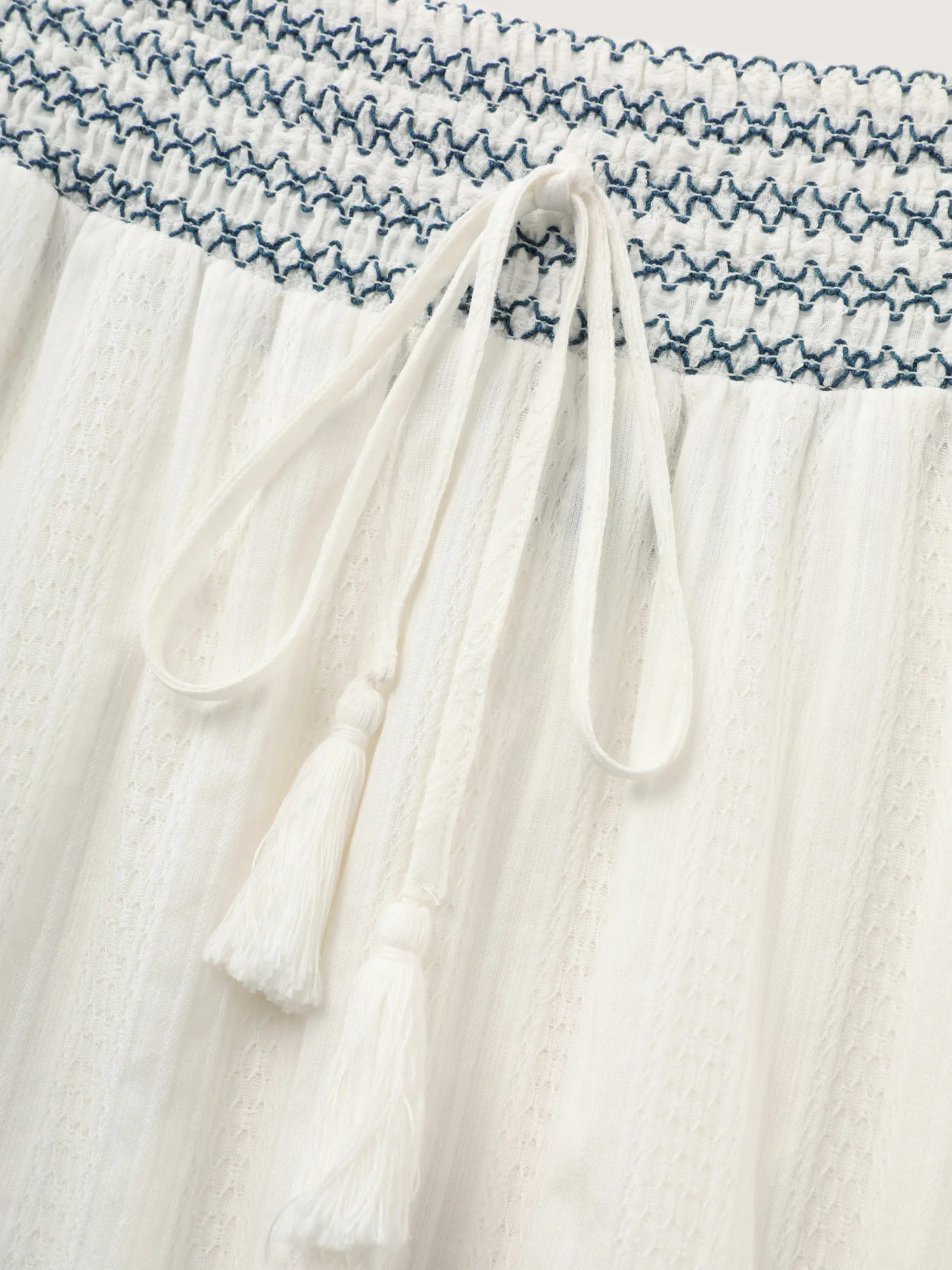 Cotton Shirred Contrast Waist Pockets Maxi Skirt - Image 7