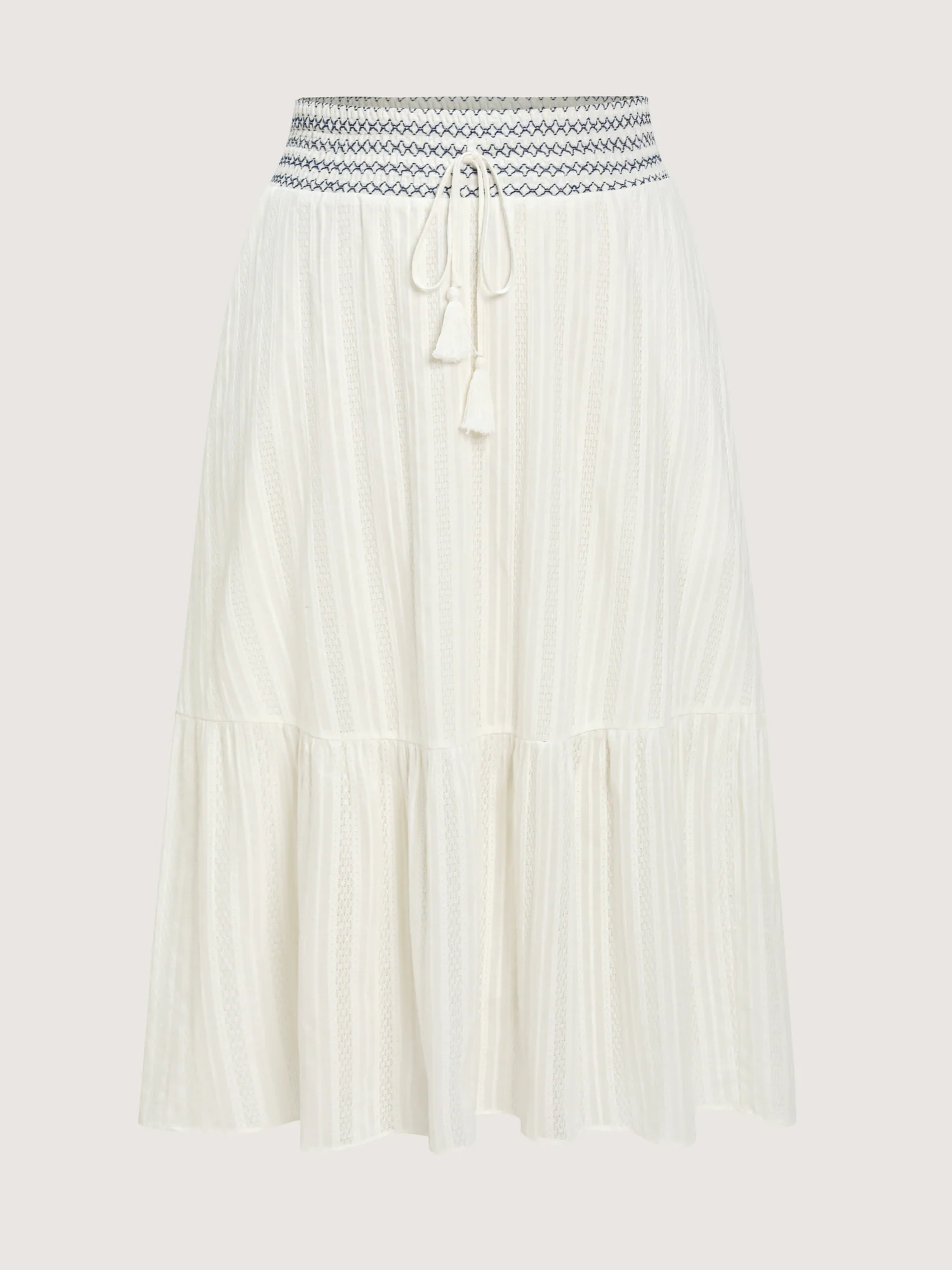 Cotton Shirred Contrast Waist Pockets Maxi Skirt - Image 8