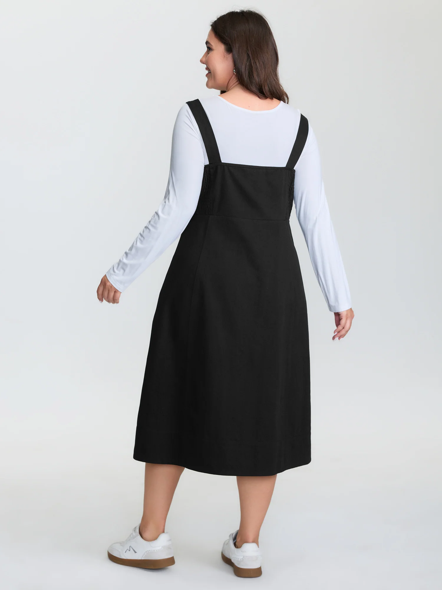 Cotton Shirred Zipper-Front Midi Dress - Image 5