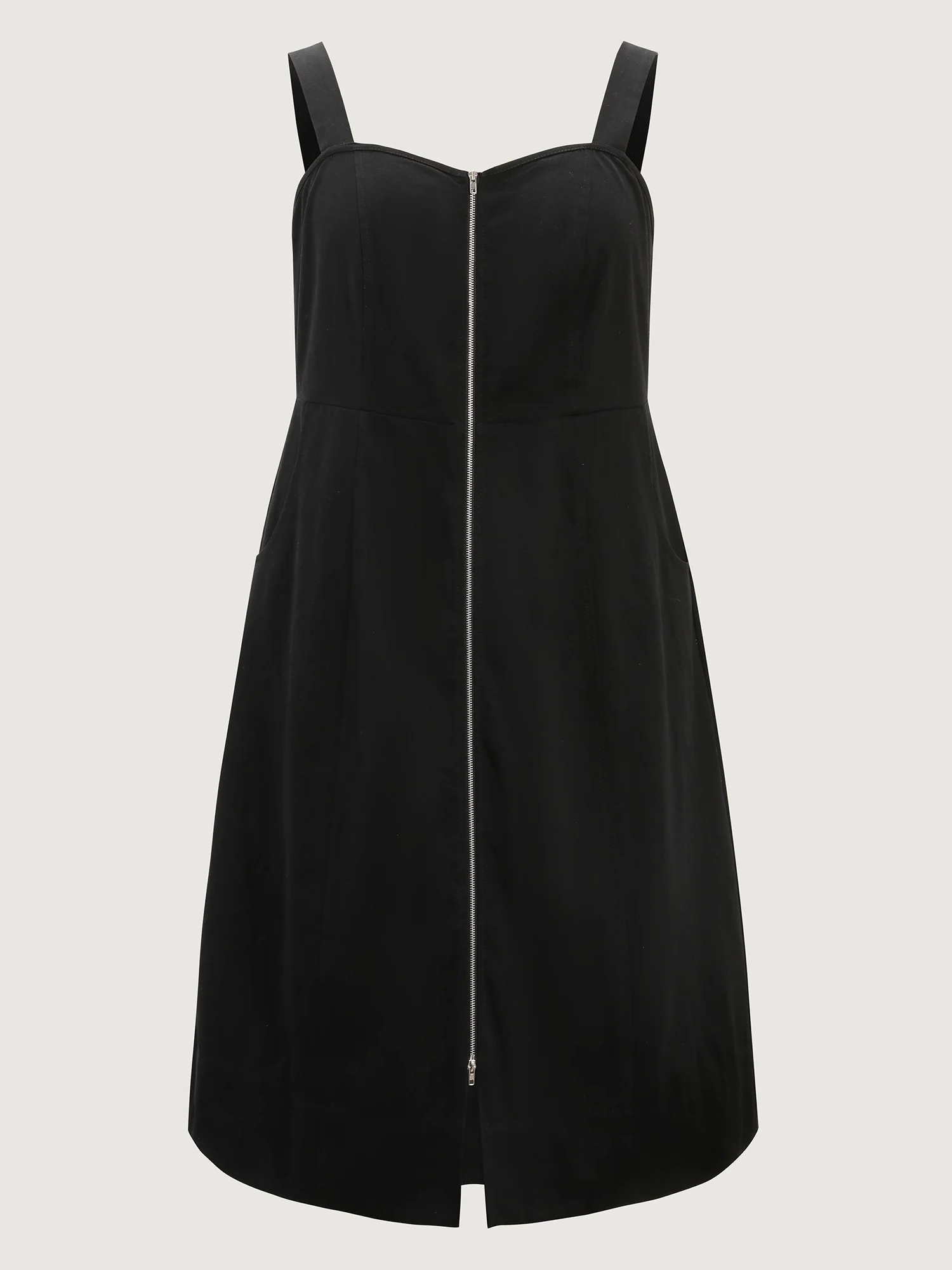 Cotton Shirred Zipper-Front Midi Dress - Image 8
