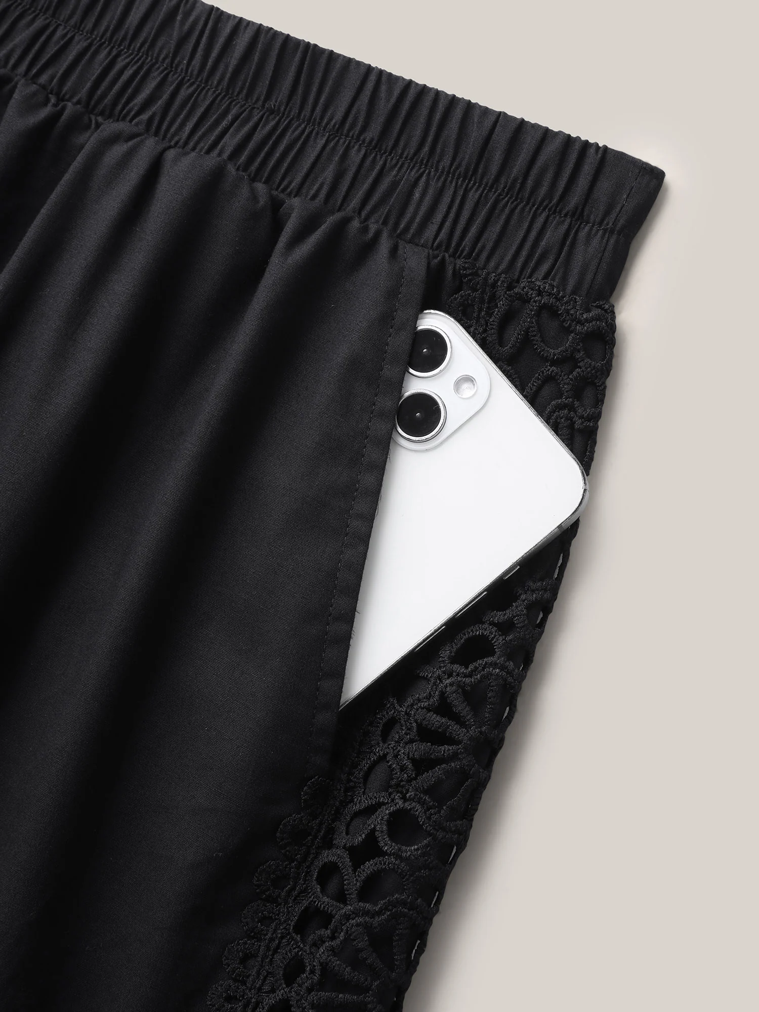 Cotton Side Lace Wide-Leg Pants - Image 7