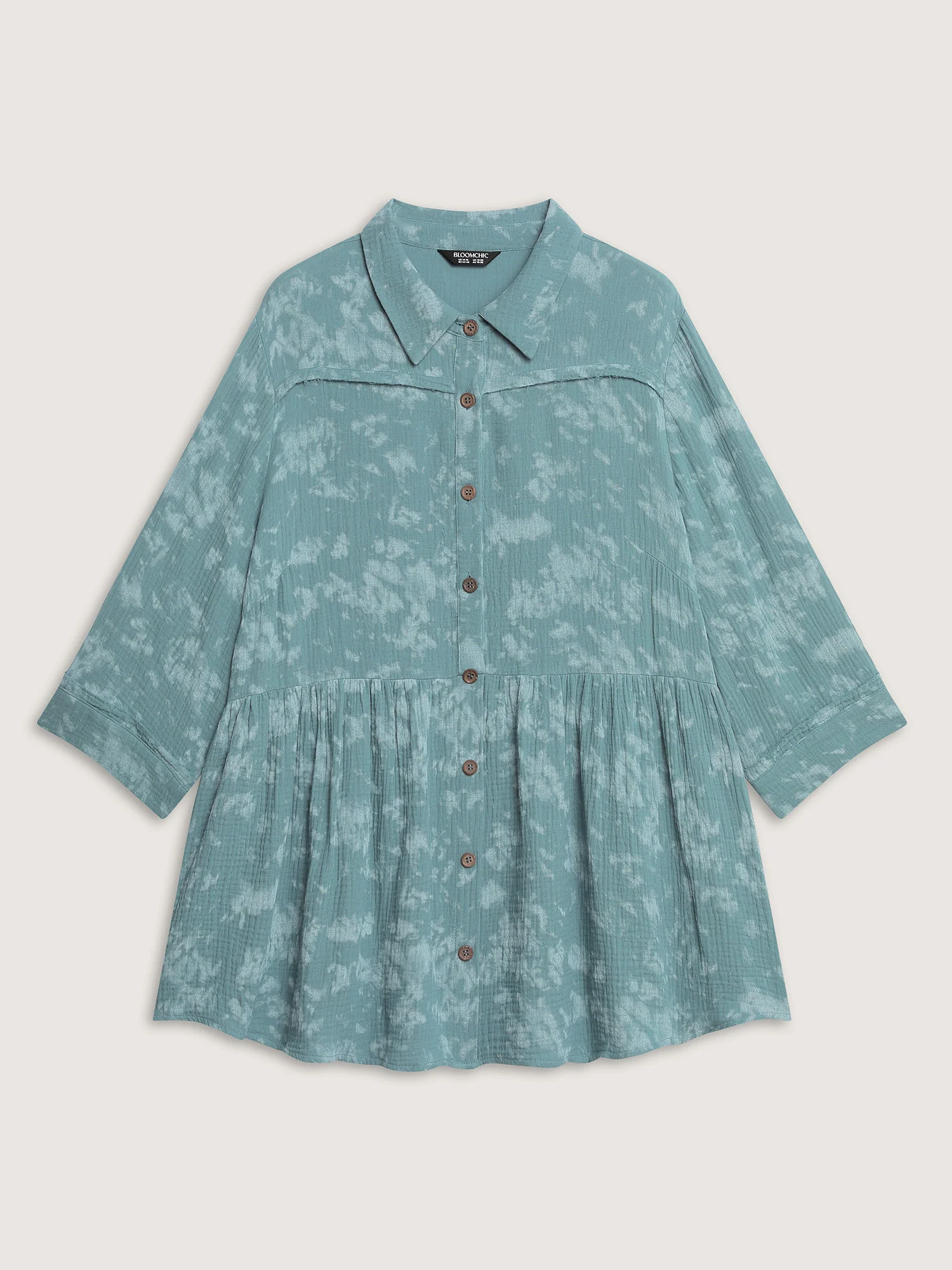 Cotton Snowflake Effect Half-Placket Blouse - Image 7