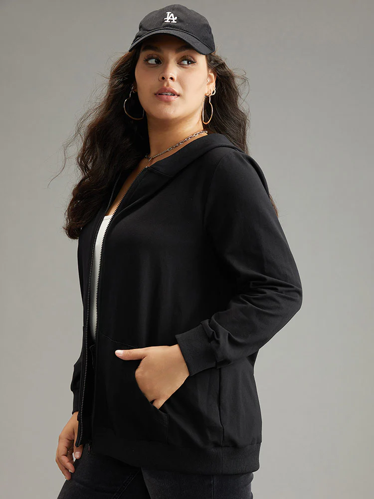Cotton Solid Pocket Hooded Sweatshirt - Image 4
