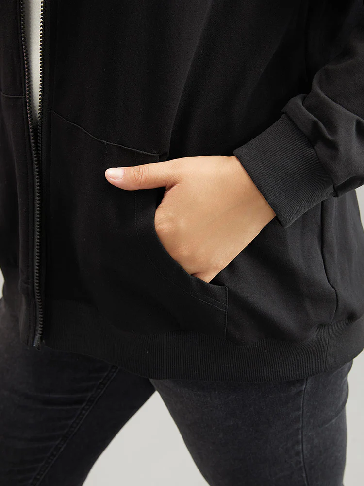 Cotton Solid Pocket Hooded Sweatshirt - Image 7
