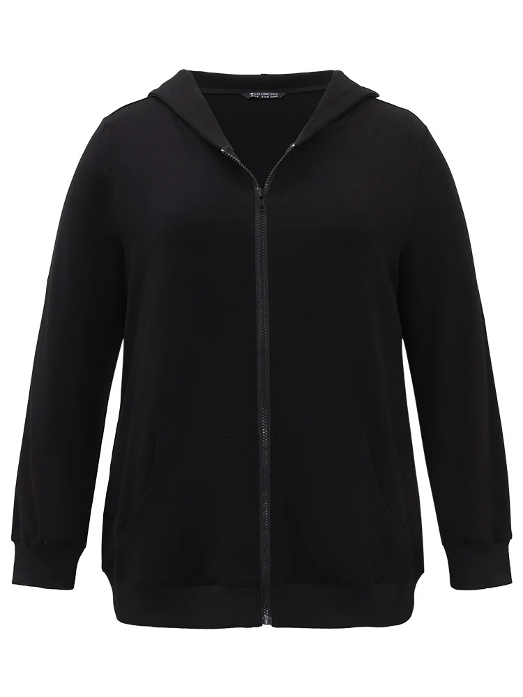 Cotton Solid Pocket Hooded Sweatshirt - Image 9