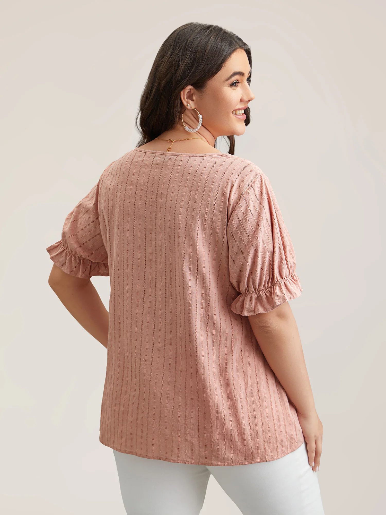 Cotton Square Neck Ruffled Sleeve Shirt - Image 12