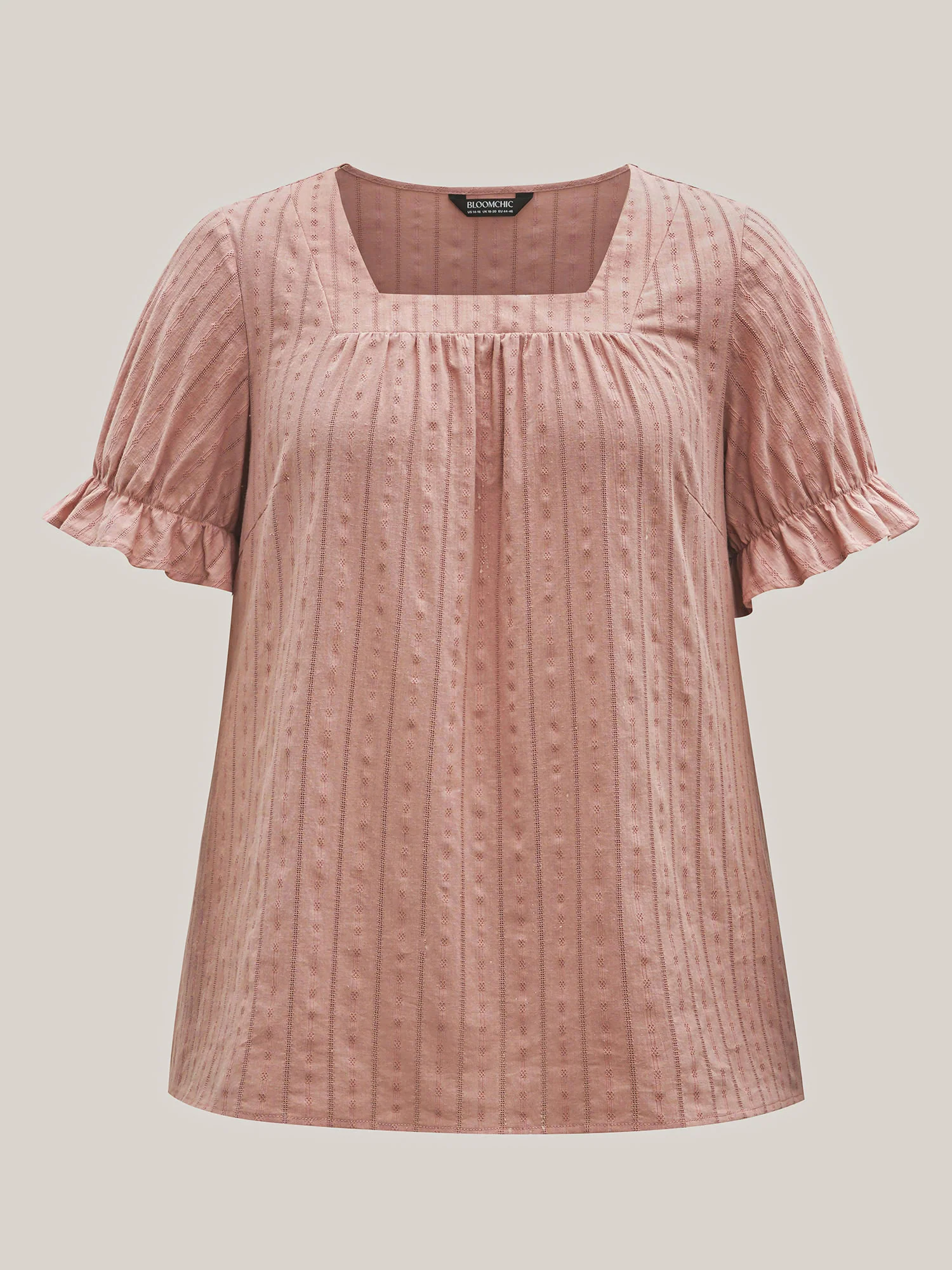 Cotton Square Neck Ruffled Sleeve Shirt - Image 15