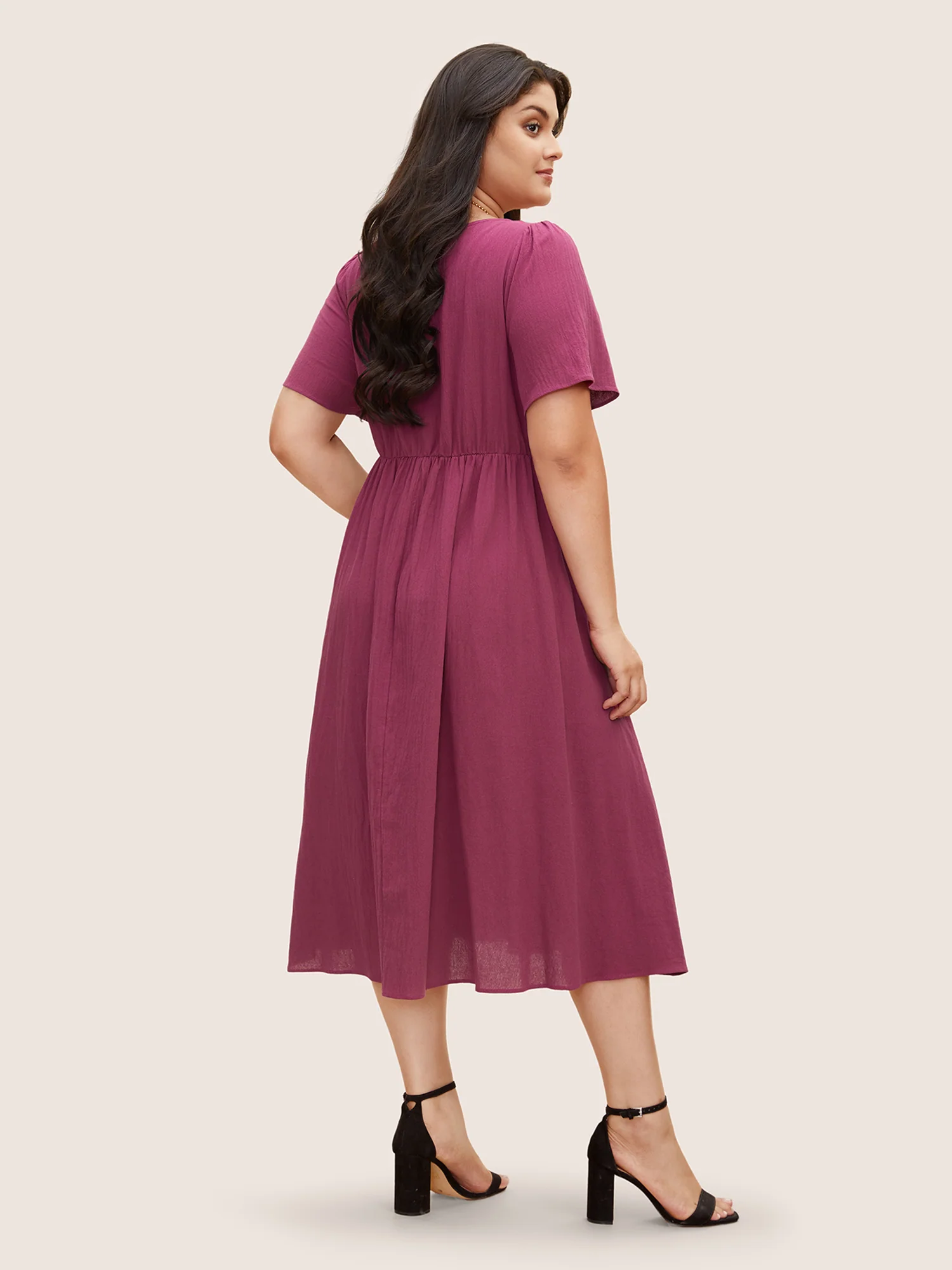 Cotton Square Neckline Midi Dress - Image 4