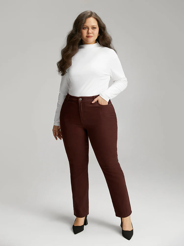 Cotton Straight Leg High Rise Color Wash Jeans - Image 2