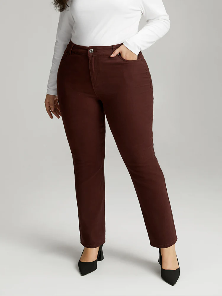 Cotton Straight Leg High Rise Color Wash Jeans - Image 3