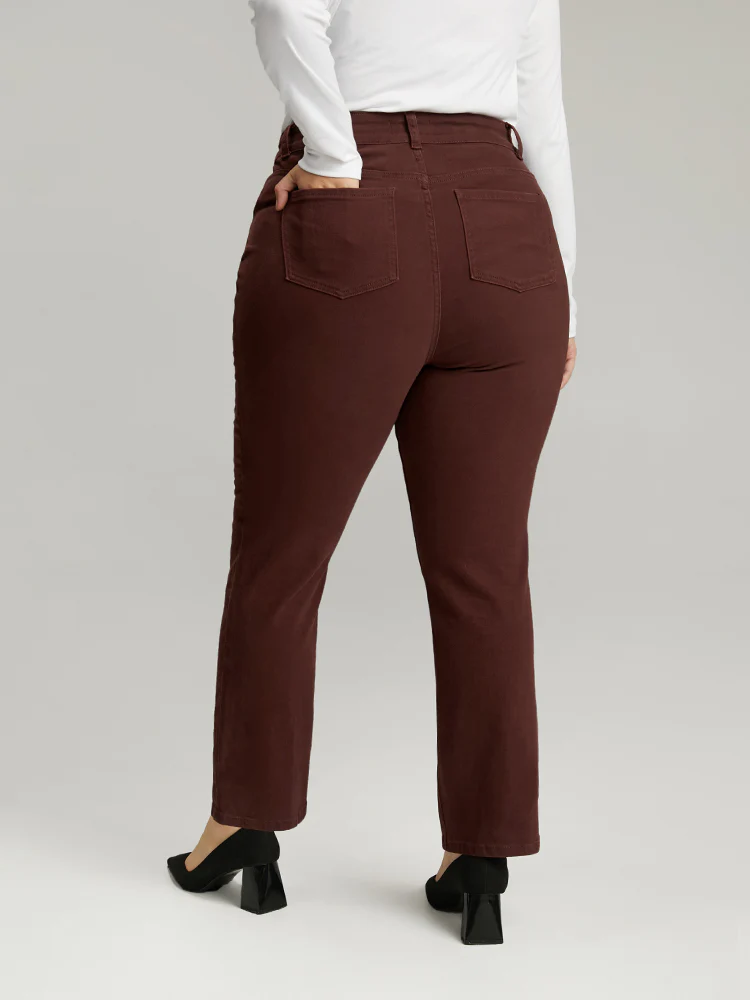 Cotton Straight Leg High Rise Color Wash Jeans - Image 5