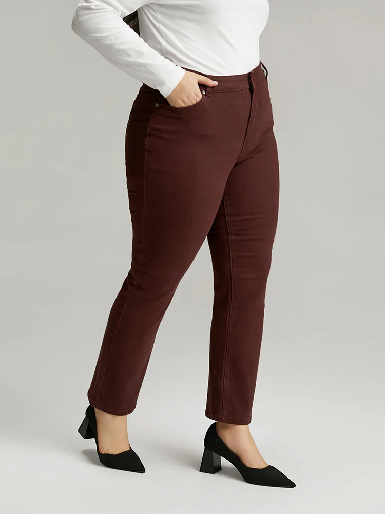 Cotton Straight Leg High Rise Color Wash Jeans - Image 6