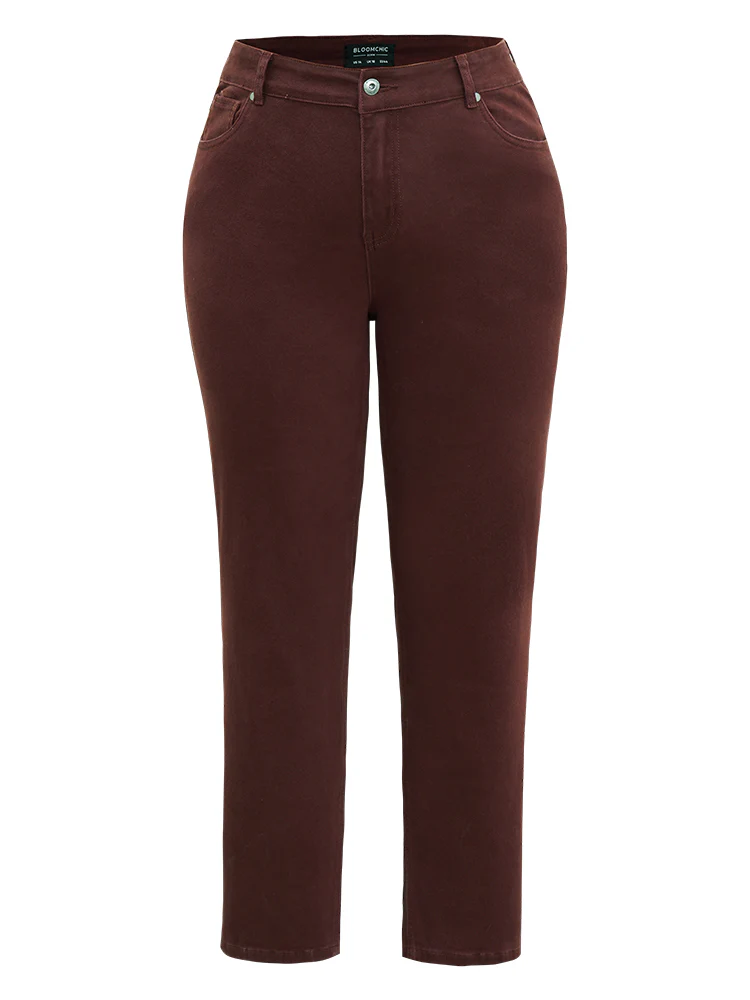 Cotton Straight Leg High Rise Color Wash Jeans - Image 9