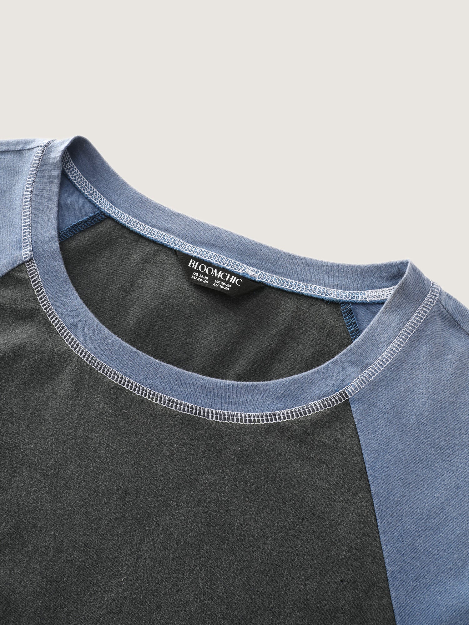 Cotton Stretchy Color Contrast Curvy Hem T-Shirt - Image 6