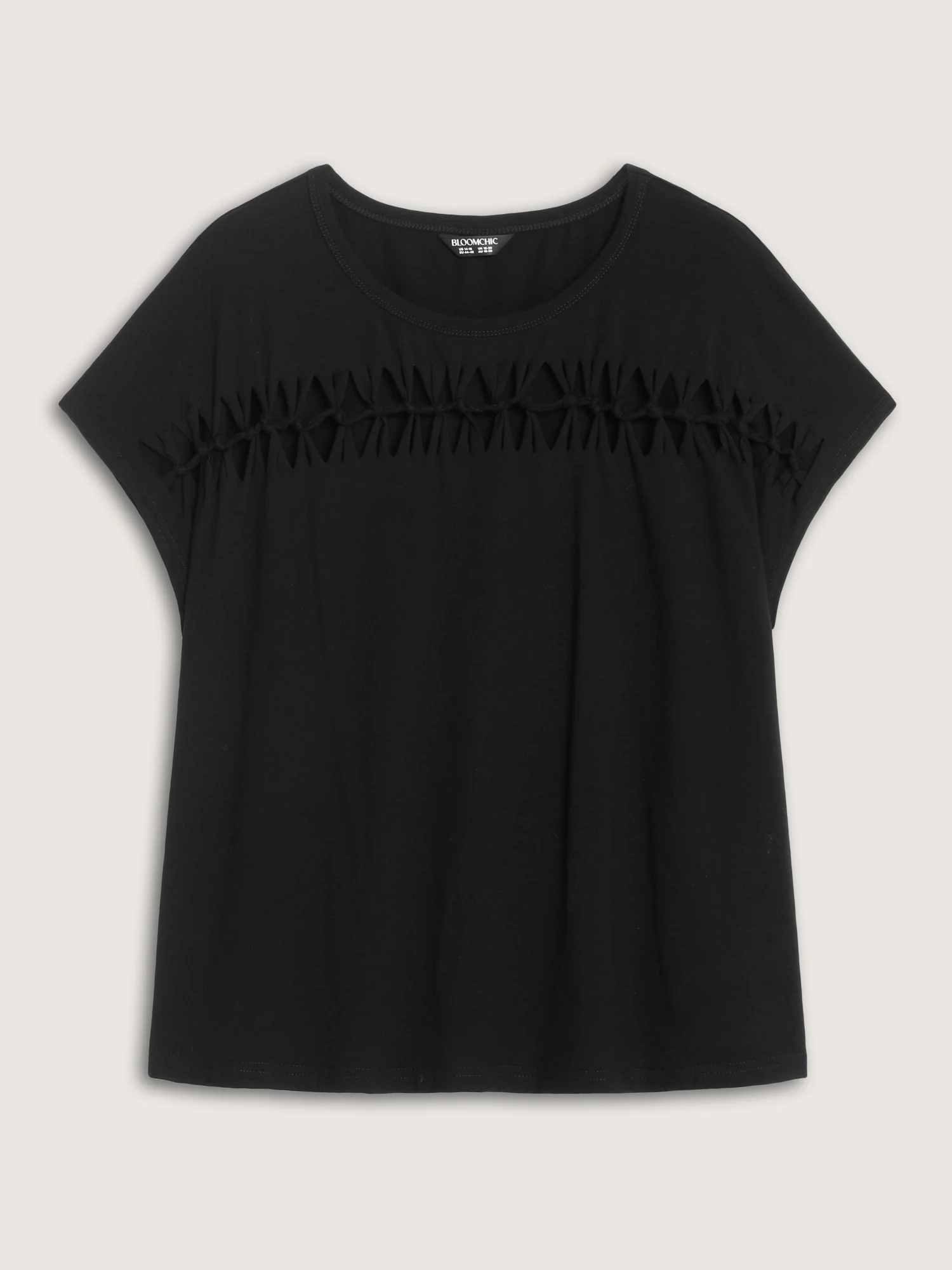 Cotton Stretchy Cut-Out Neckline Layered T-Shirt - Image 6