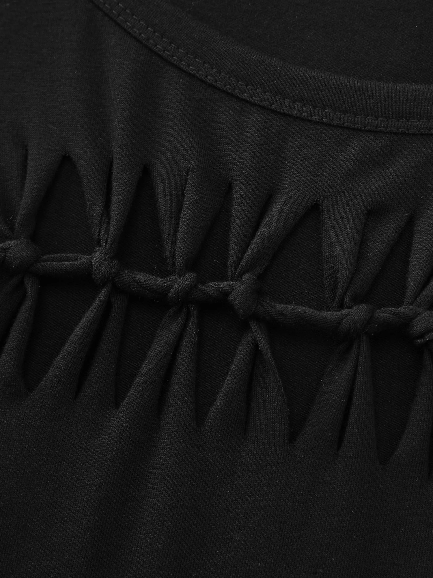Cotton Stretchy Cut-Out Neckline Layered T-Shirt - Image 7