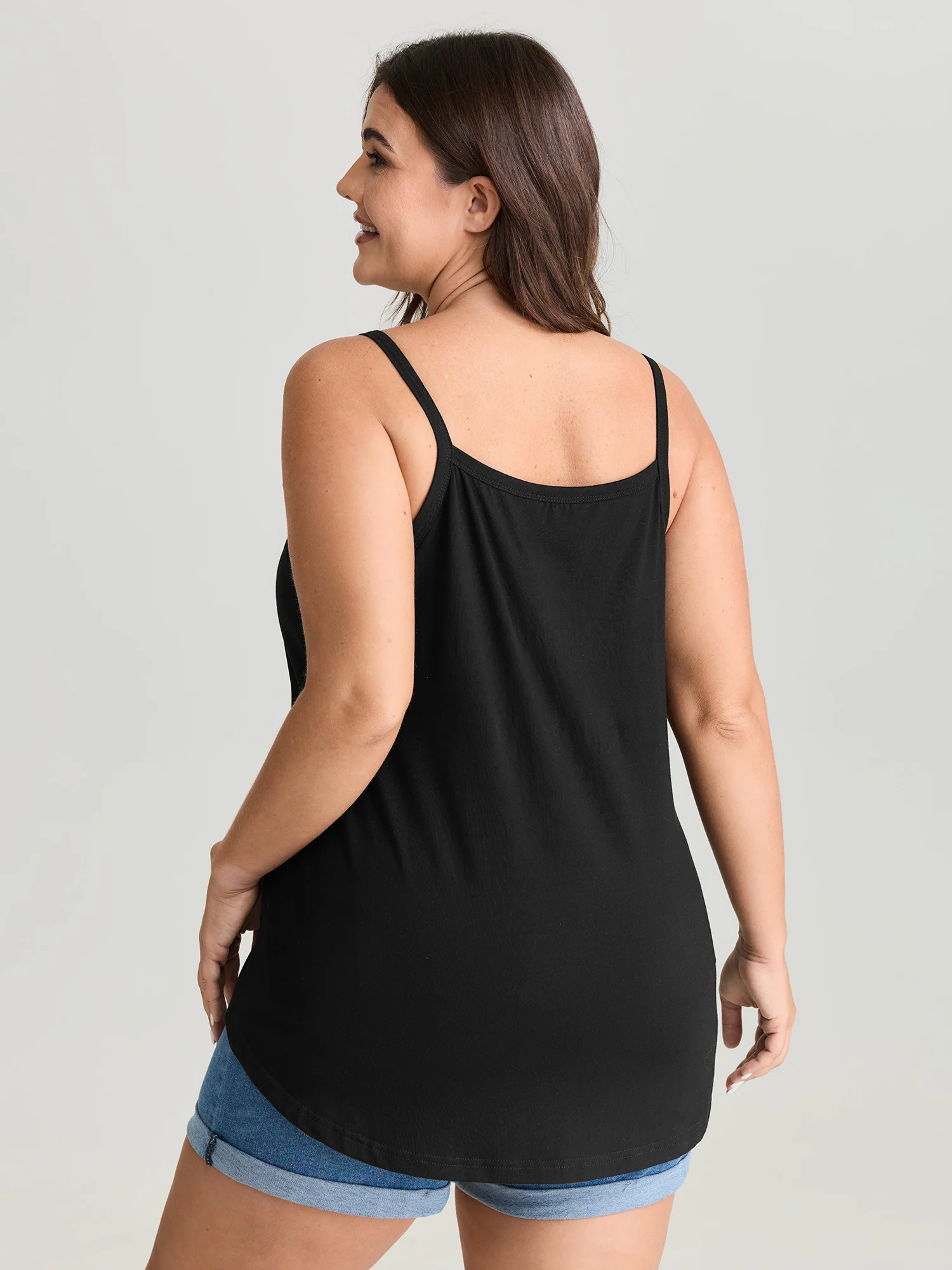 Cotton Stretchy Cut-Out Neckline Tank Top - Image 5