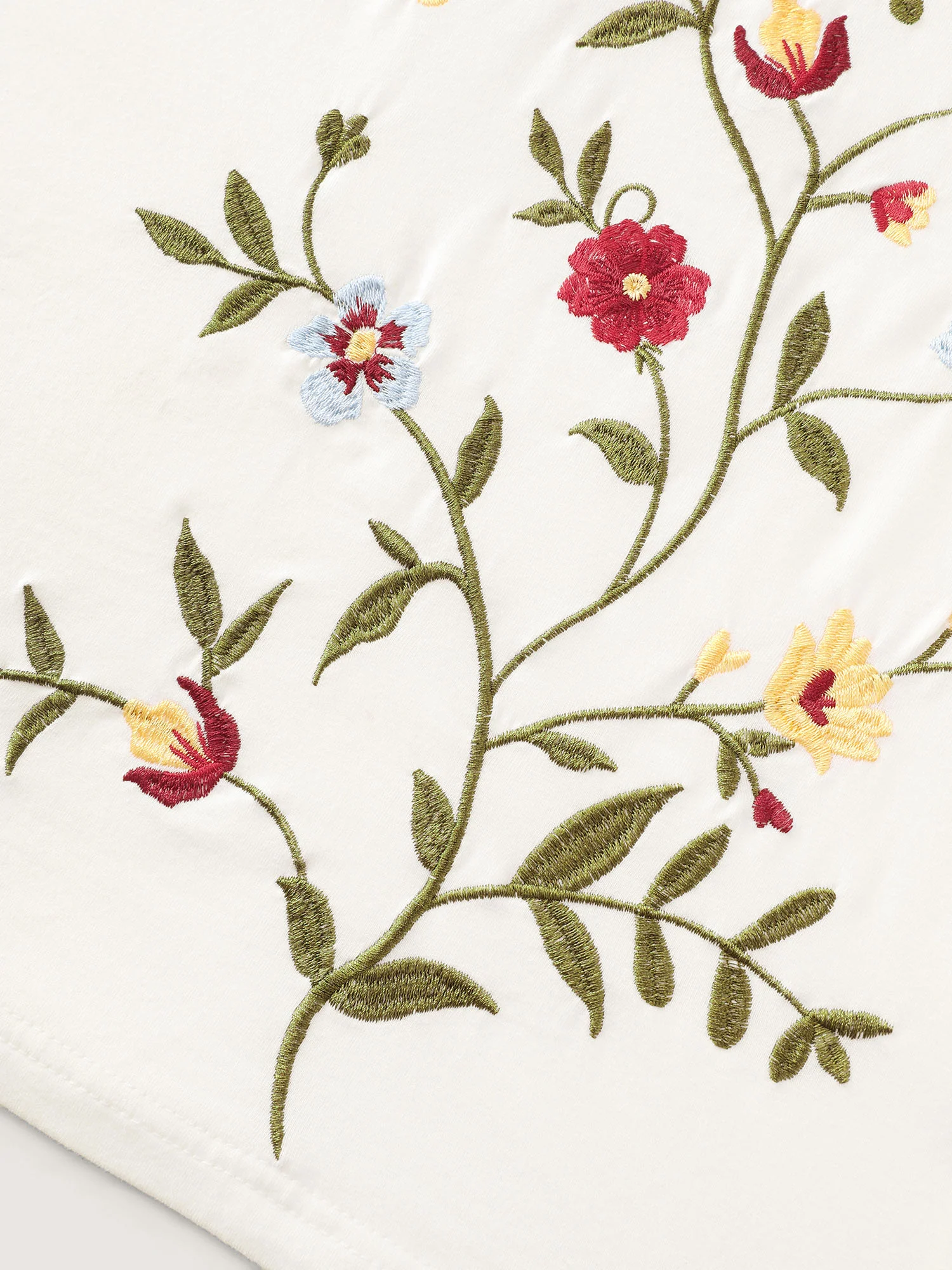 Cotton Stretchy Floral Embroidered Plain T-Shirt - Image 6