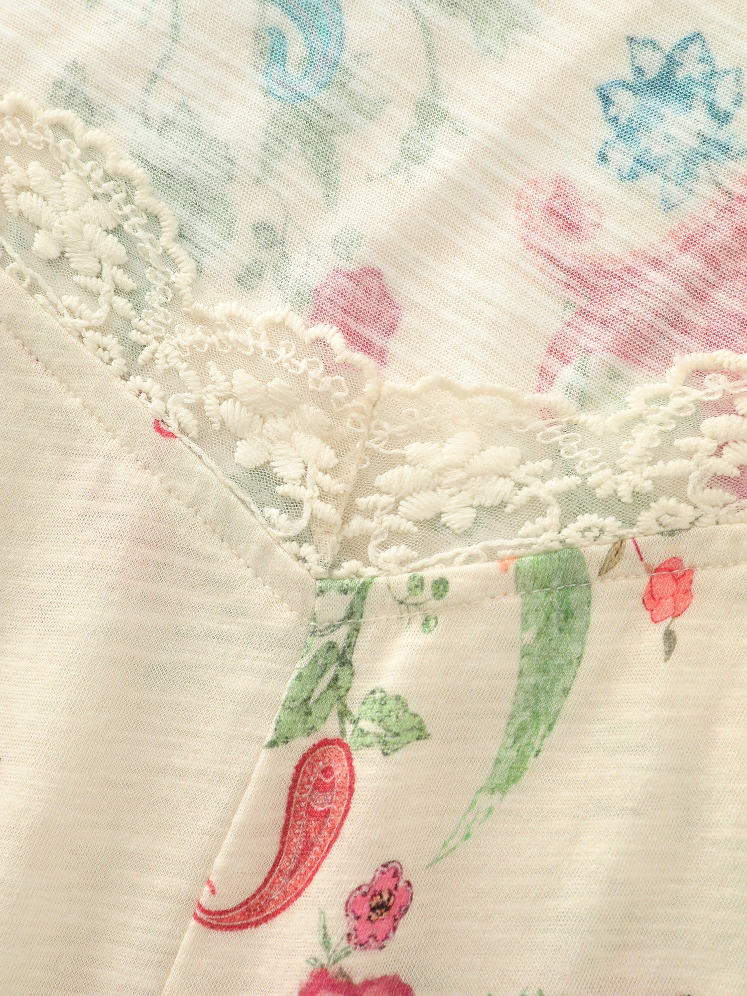 Cotton Stretchy Floral Paisley Print Knit Top - Image 5
