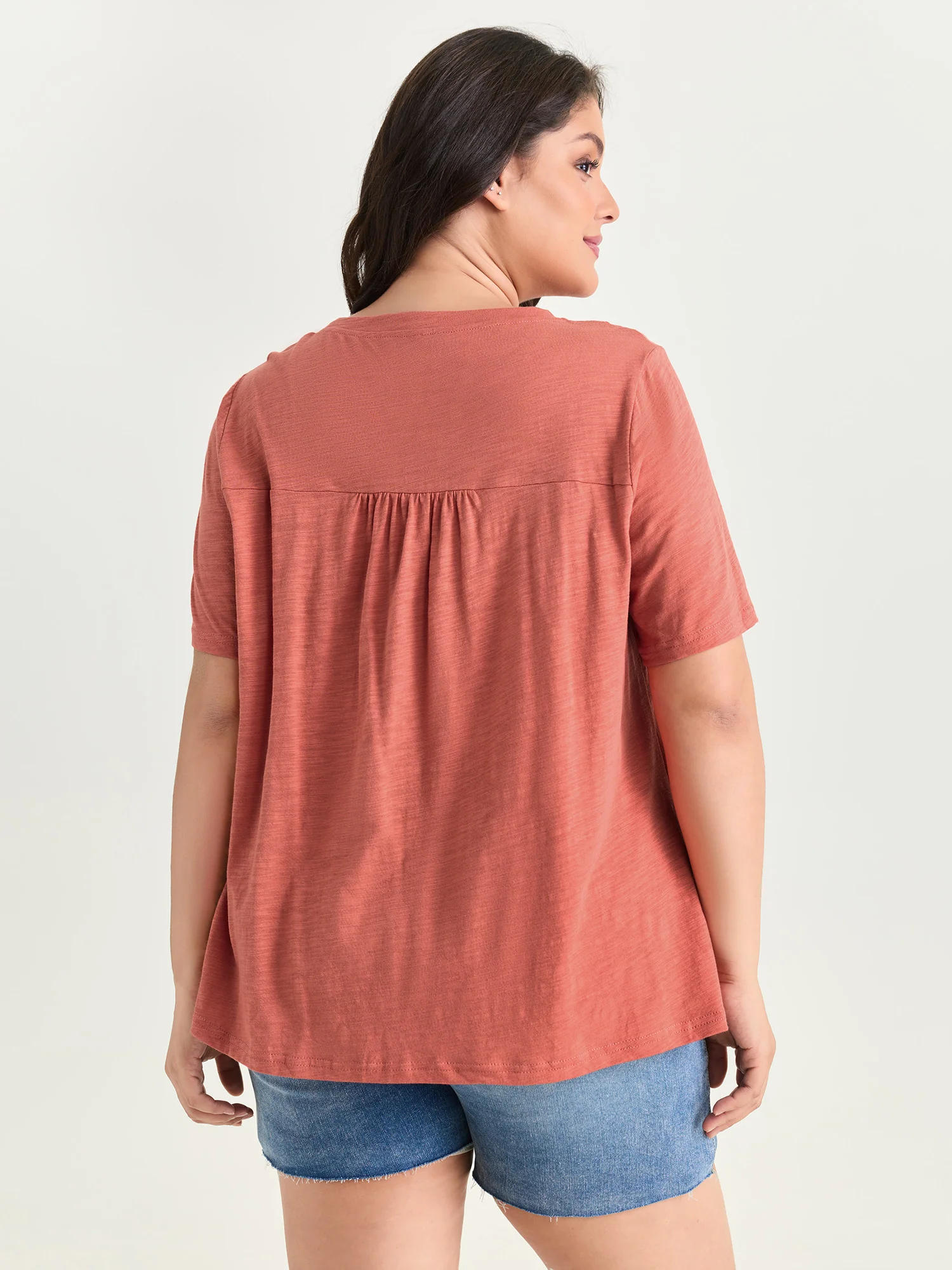 Cotton Stretchy Lace Trim Flowy T-Shirt - Image 5