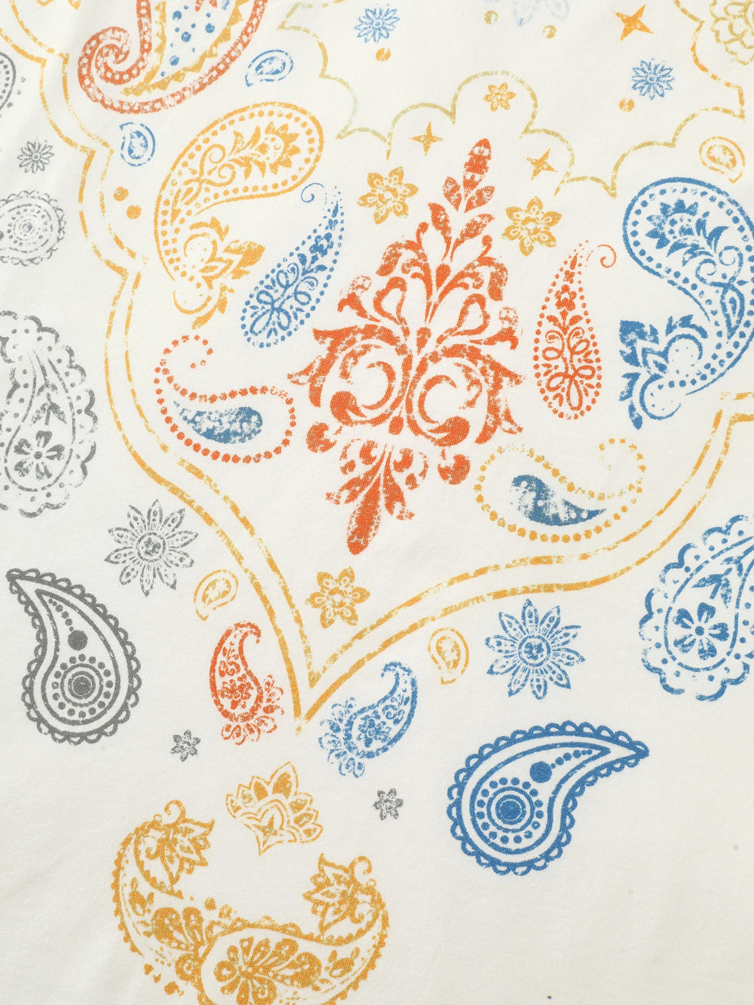 Cotton Stretchy Paisley Print Curvy Hem T-Shirt - Image 7