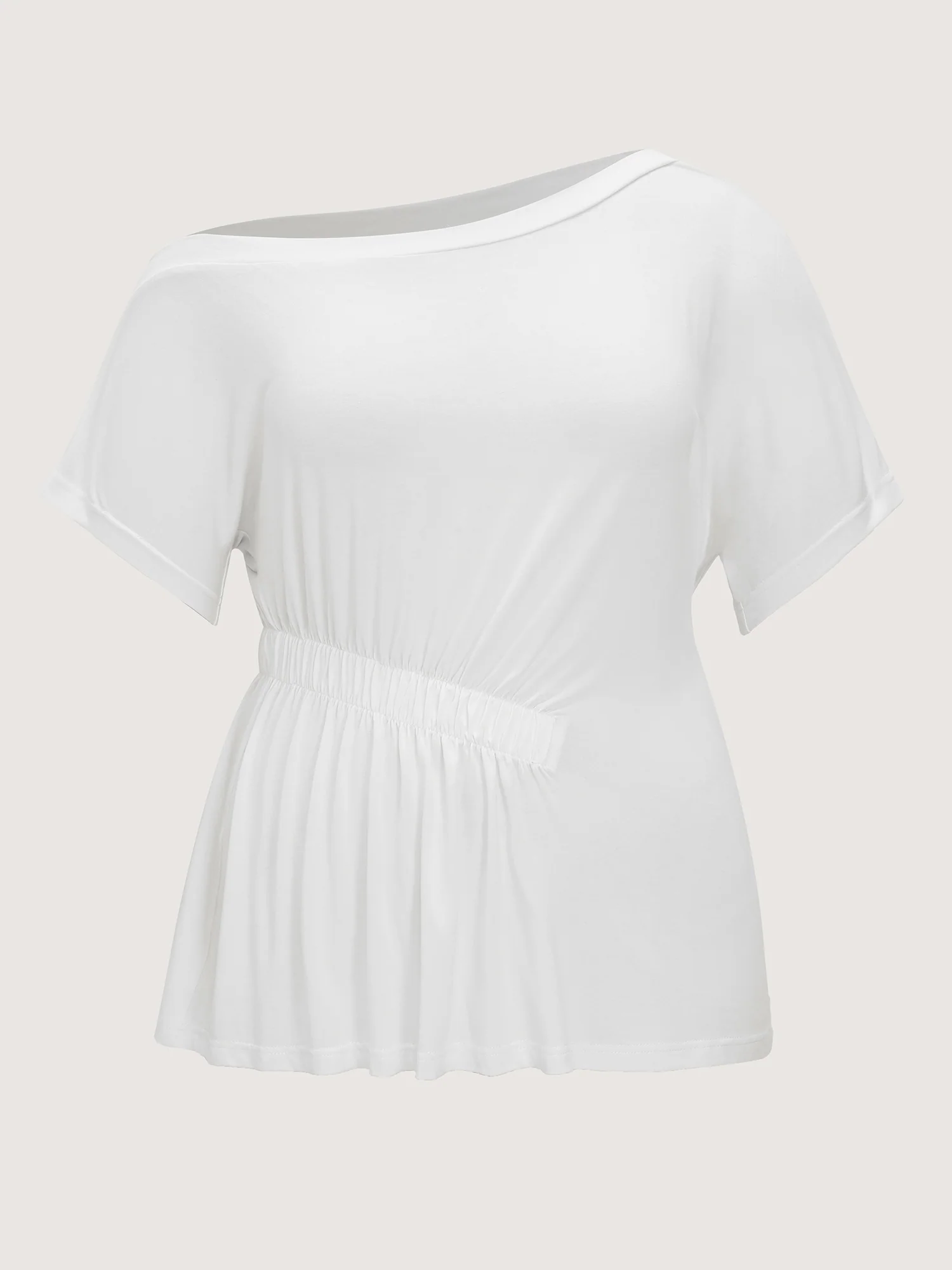 Cotton Stretchy Pleated Sides Knit Top - Image 6